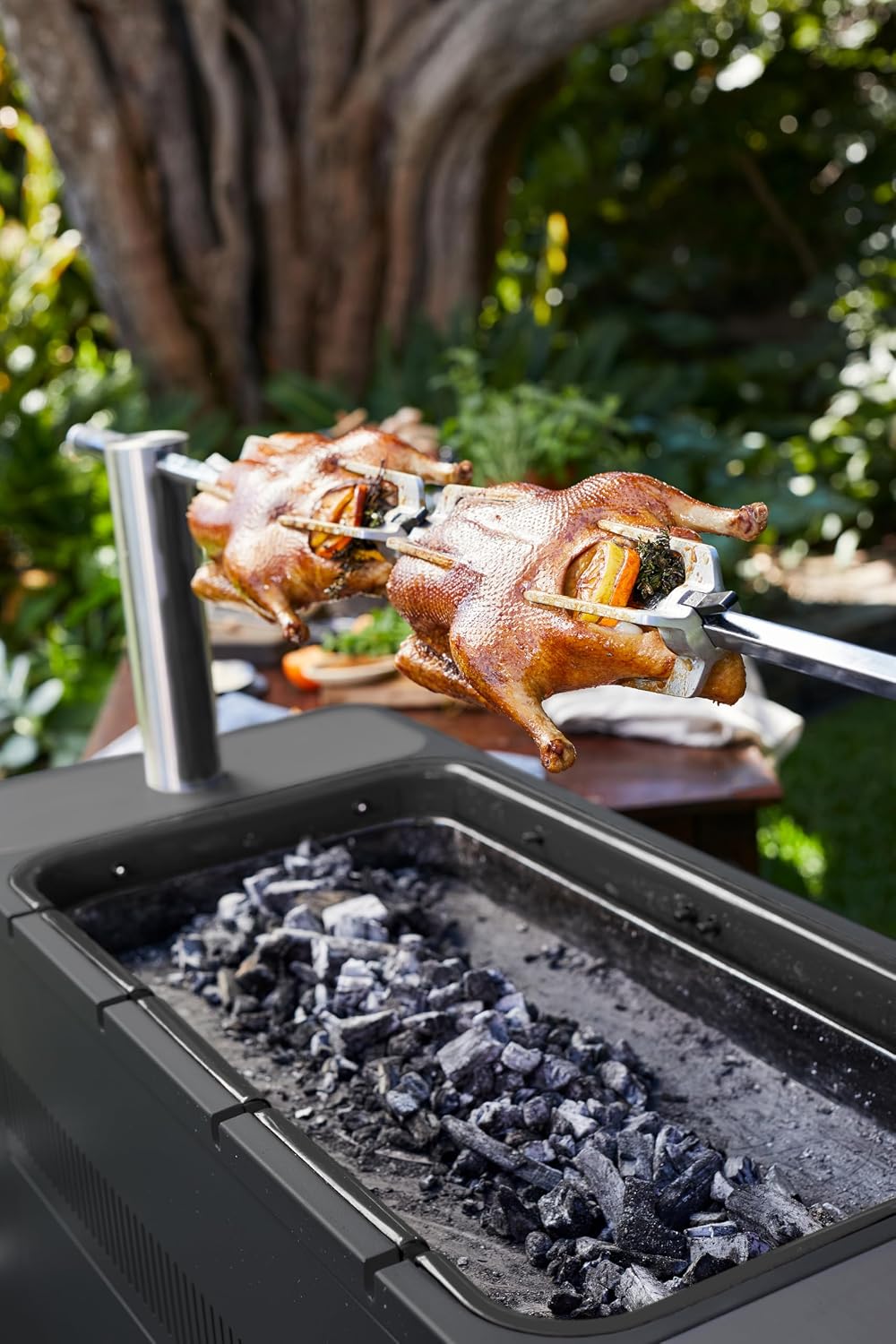 Everdure by Heston Blumenthal HUB 54-In. Charcoal Grill With Patented Built-in Rotisserie System & Quick Electric Ignition, Outdoor BBQ, Electric Starter, Adjustable Height, Easy Clean-Up, Matte Black