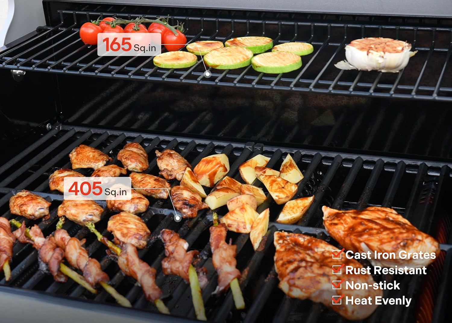 Monument Grills 4 Burner Propane Gas Grill, Stainless Steel Outdoor Patio Barbecue Grill with Cooking Plate, with Broil Zone Fast Heating, Knob Control, and Easy Cleanup, M410MBZ