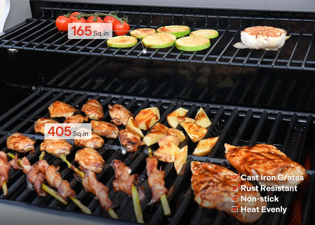 Monument Grills 4 Burner Propane Gas Grill, Stainless Steel Outdoor Patio Barbecue Grill with Smoker Box, with Broil Zone Fast Heating, Knob Control, and Easy Cleanup, M410MBZ