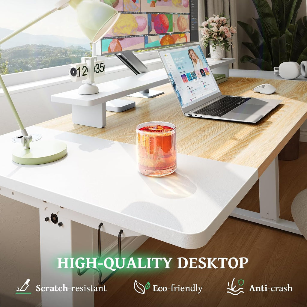 SIAGO Electric Standing Desk Adjustable - 48 x 24 Inch Sit Stand up Desk with 0.8 Inch Thick Tabletop - Adjustable Height Table with 3 Memory Preset, Cable Management for Home Office