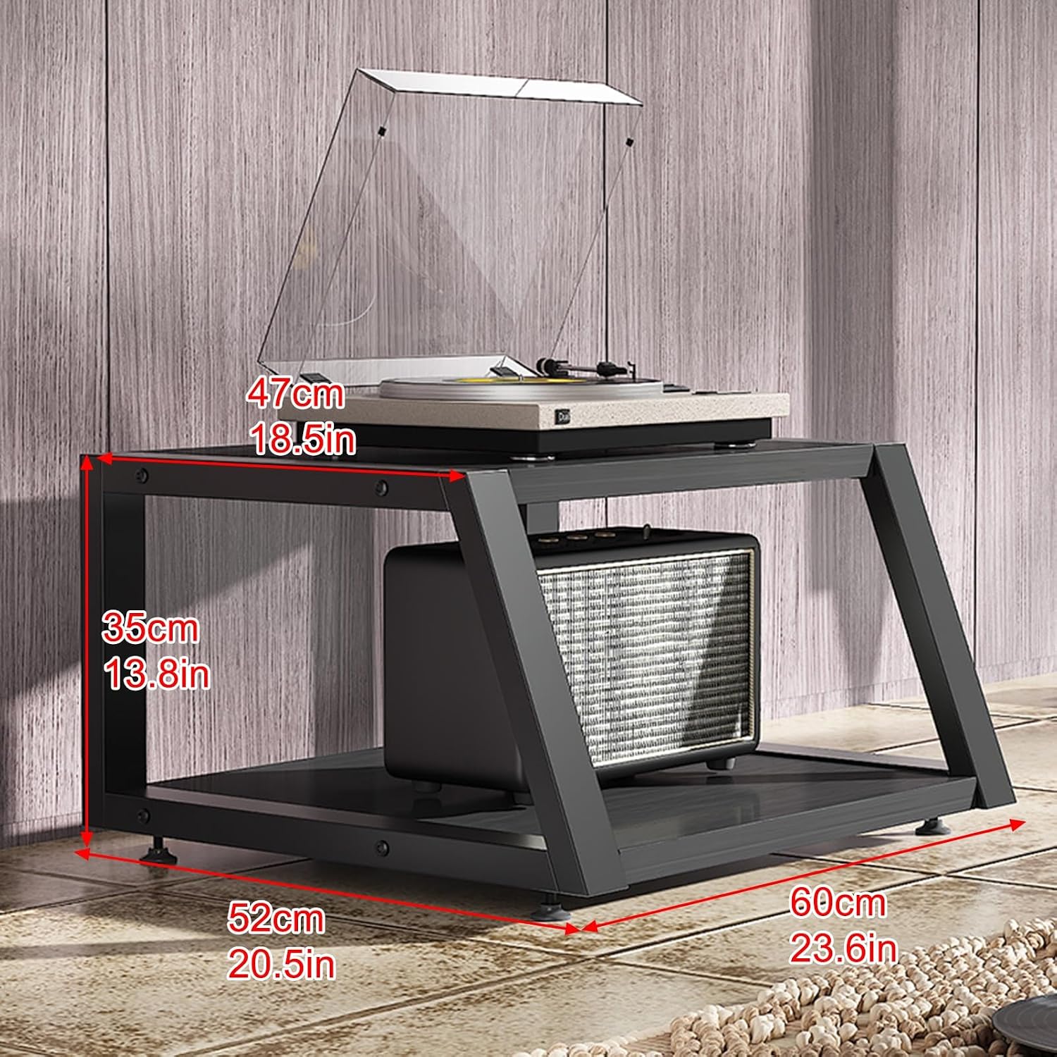 Brown AV Cabinet - Media Stand & Audio Rack for DVD Players, Stereo & Home Theater - Stylish Audio Tower for Office & Living Room - 35cm/13.8in Height