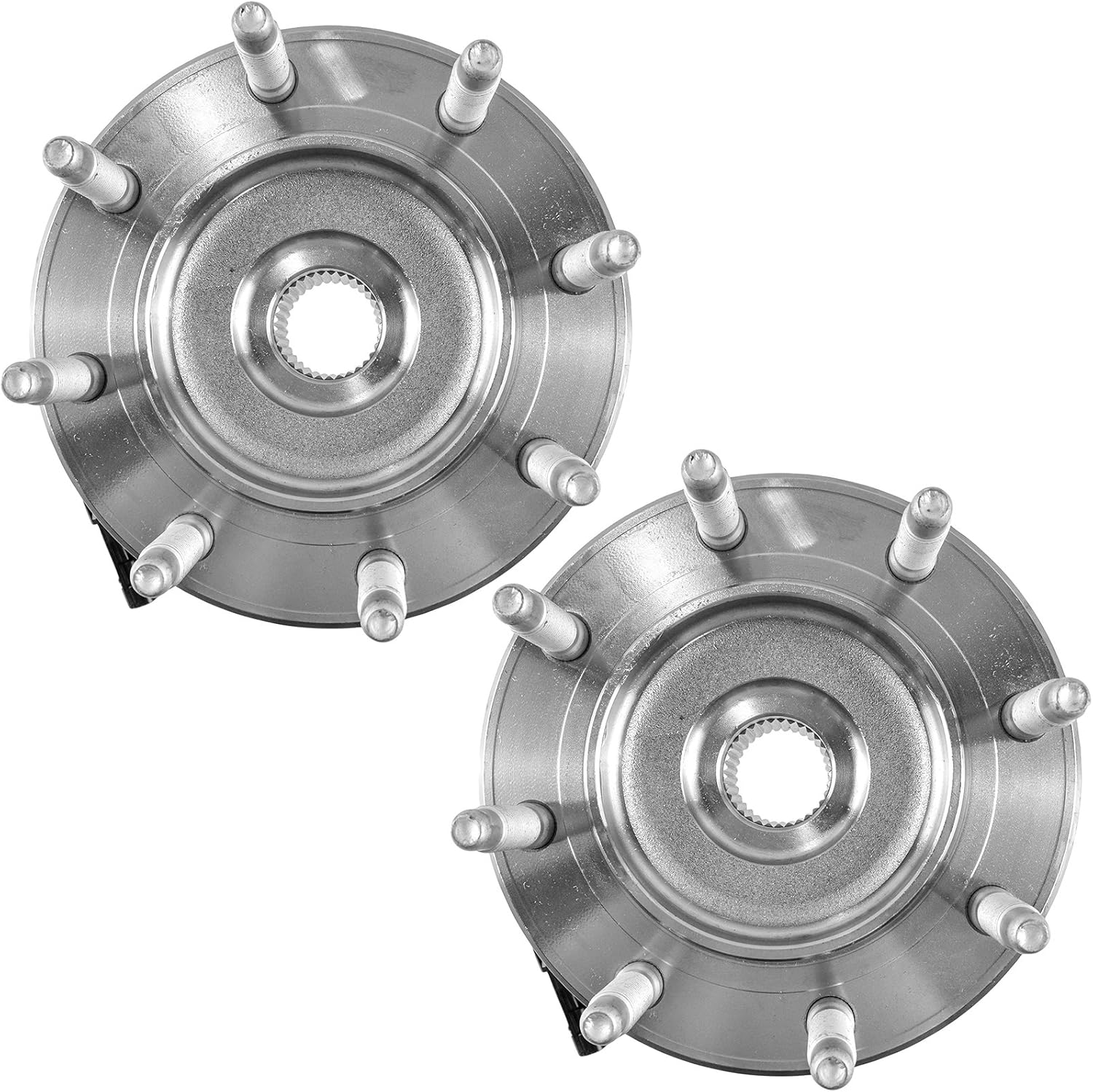 TRQ Front Left and Right Wheel Bearing and Hub Assembly 2 Piece Set for 4 Wheel Drive 8 Lug Models ONLY Compatible with 99-07 Silverado/Sierra 2500HD/3500HD 4x4 8 Lug Models