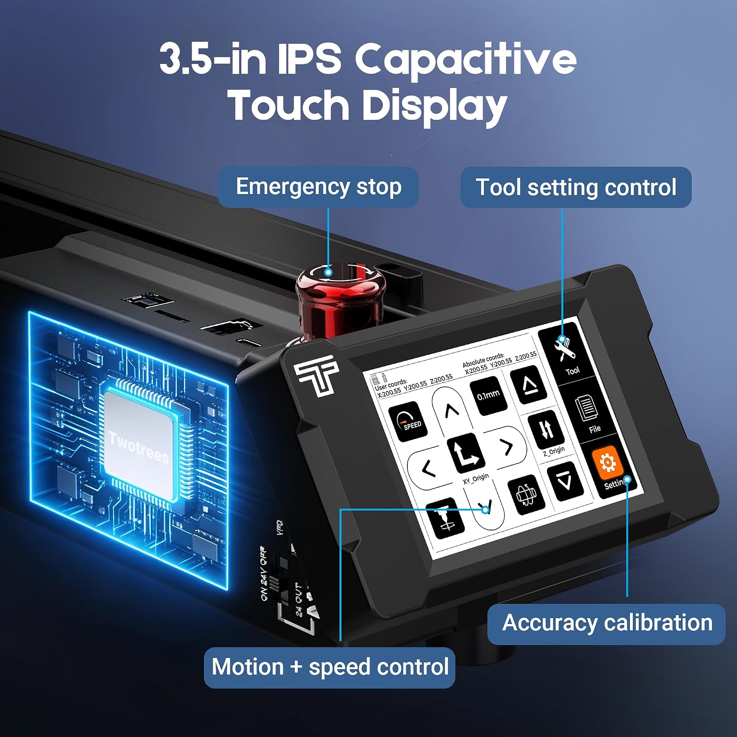 Twotrees TTC450 Pro All-Metal CNC Router Machine with NEMA 57 Stepper Motor 3.5' Touch Screen,Upgraded 3 Axis Engraver Machine, Engraving Milling Machine for Wood Acrylic Aluminum Carving Cutting