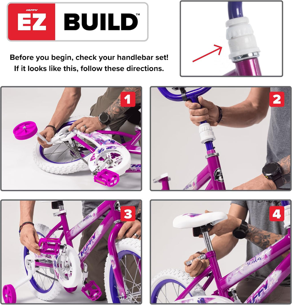 Huffy Illuminate Bike for Girls, 12/16/20 Inch Size Options, Ages 3+ Years Old, Removable Training Wheels (12' and 16' Only), Multiple Color Options, Easy Assembly, Adjustable Seat, Durable
