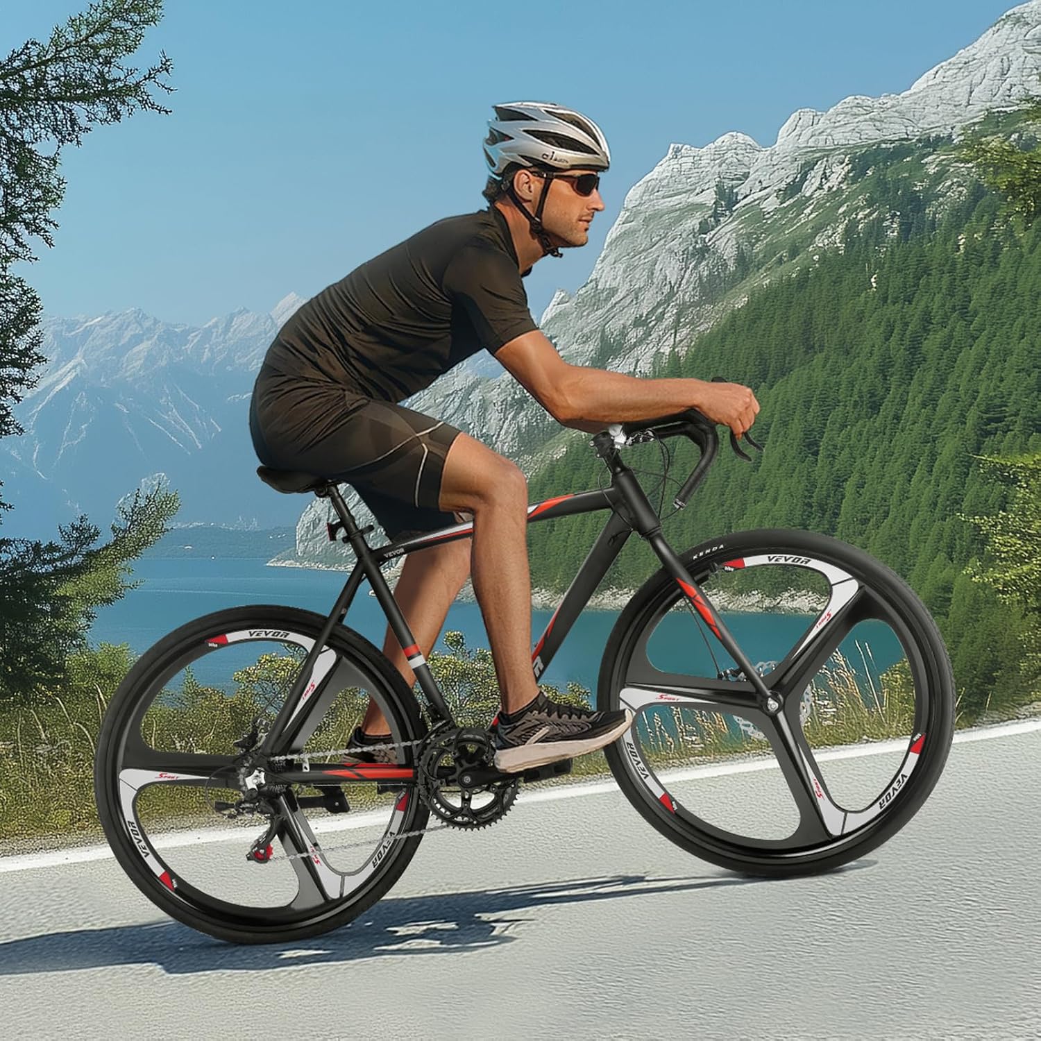VEVOR Road Bike, 700C Wheels Racing Bike, Shimano Drivetrain City Commuter Road Bicycle, Urban Adult Sport Bicycle with Drop Bar, for Men and Women