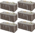 6 Pack Natural Tablecloths for Rectangle Tables 6ft, Wrinkle Resistant Spandex Table Cover Fitted Stretch Table Cloth with Pleated Ruffle Skirts for Party Banquet Dining Birthday Wedding