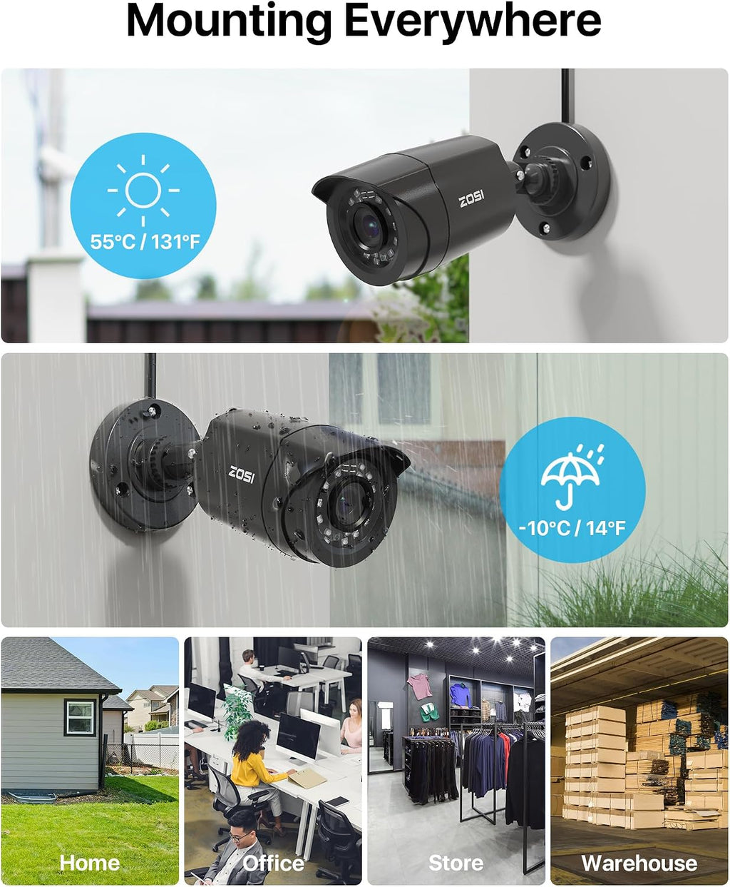 ZOSI 3K Lite 16CH Security Camera System with AI Human Vehicle Detection,Night Vision,8pcs Wired 1080P Outdoor Indoor Weatherproof Cameras,H.265+ 16 Channel CCTV DVR with 2TB HDD for 24/7 Recording