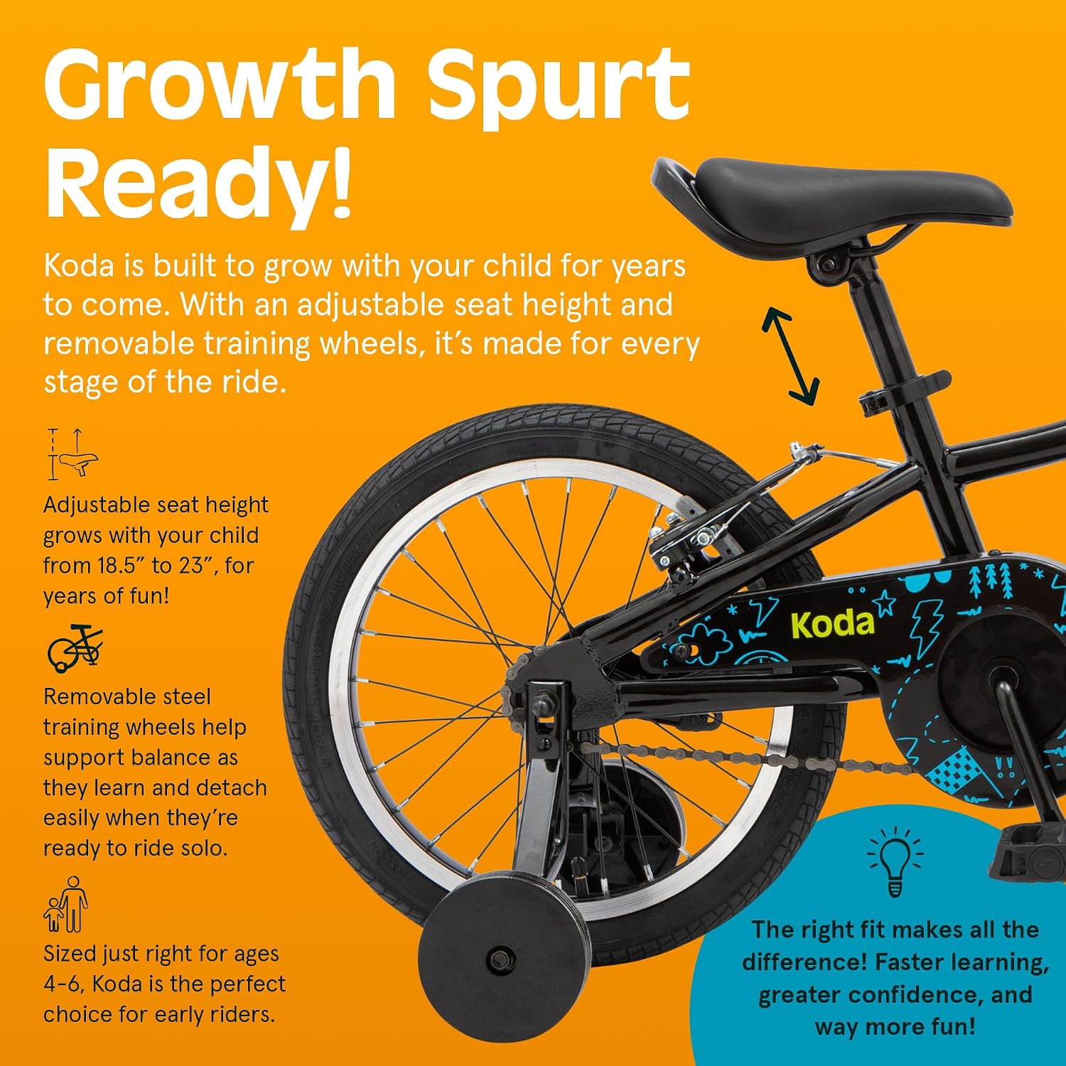 Retrospec Koda Plus Kids Bike for Boys & Girls Ages 4-6 Years - Children's Bicycle, Adjustable Seat & Handlebars