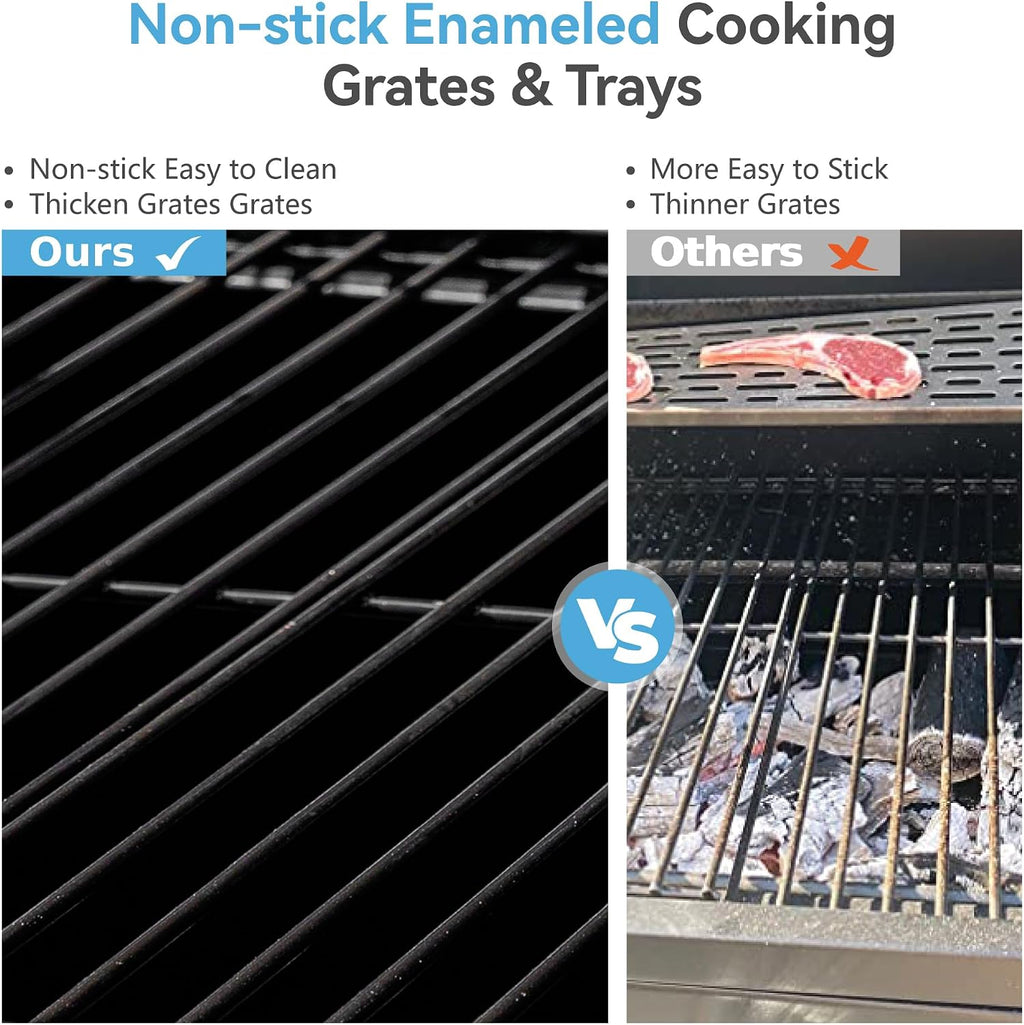 34-Inch Barrel Charcoal Grill with Side Tables, 794 Square Inches Cooking Space, Large Charcoal BBQ Grill with 2 Height-Adjustable Charcoal Pans for Outdoor Backyard Patio Picnic Parties Camping