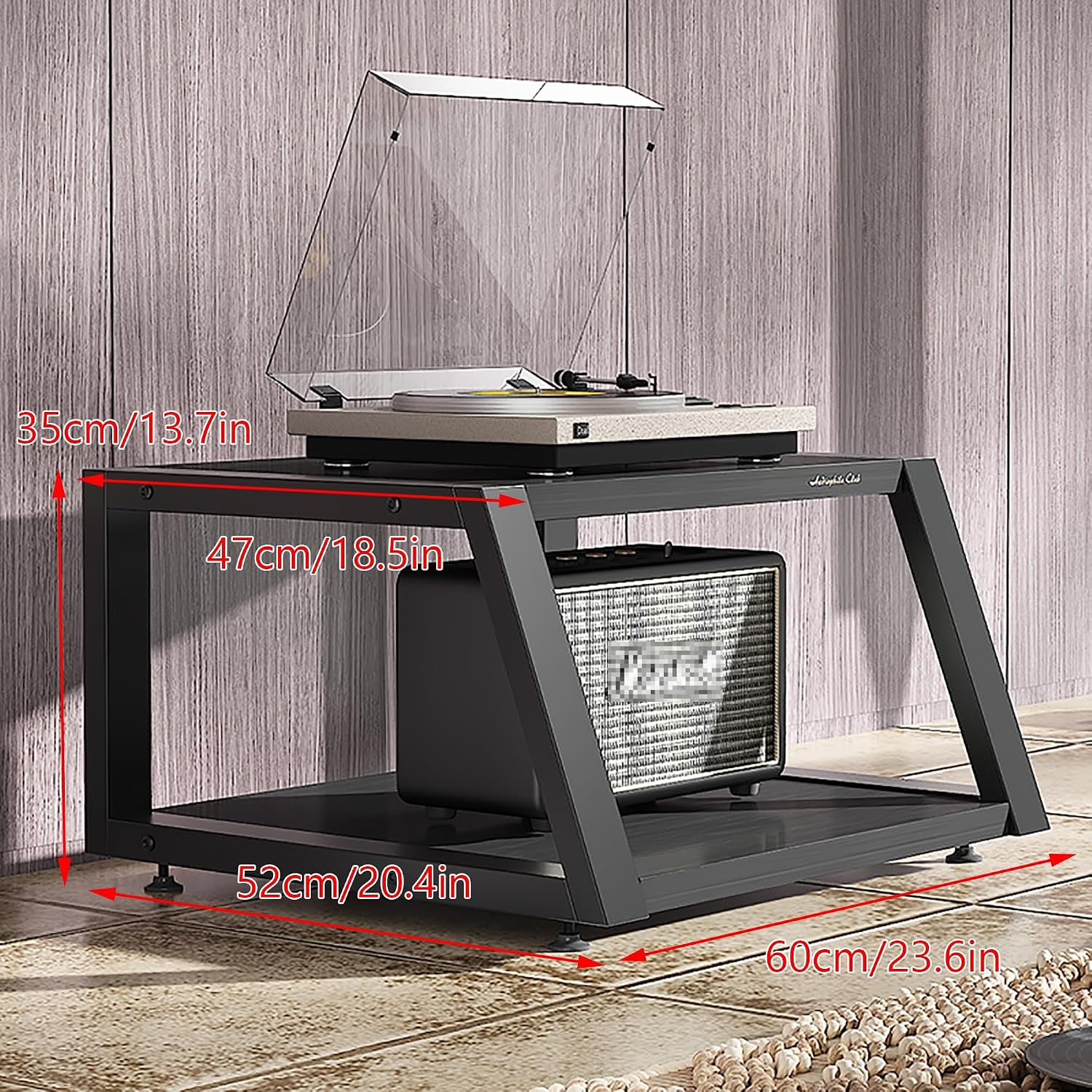 Audio-Video Shelving, Corner Media Stand with Adjustable Shelves, Small Entertainment Center, and Media Cabinet with Storage for AV Equipment, Stereo Racks and Stands(Black,60x52x35cm)