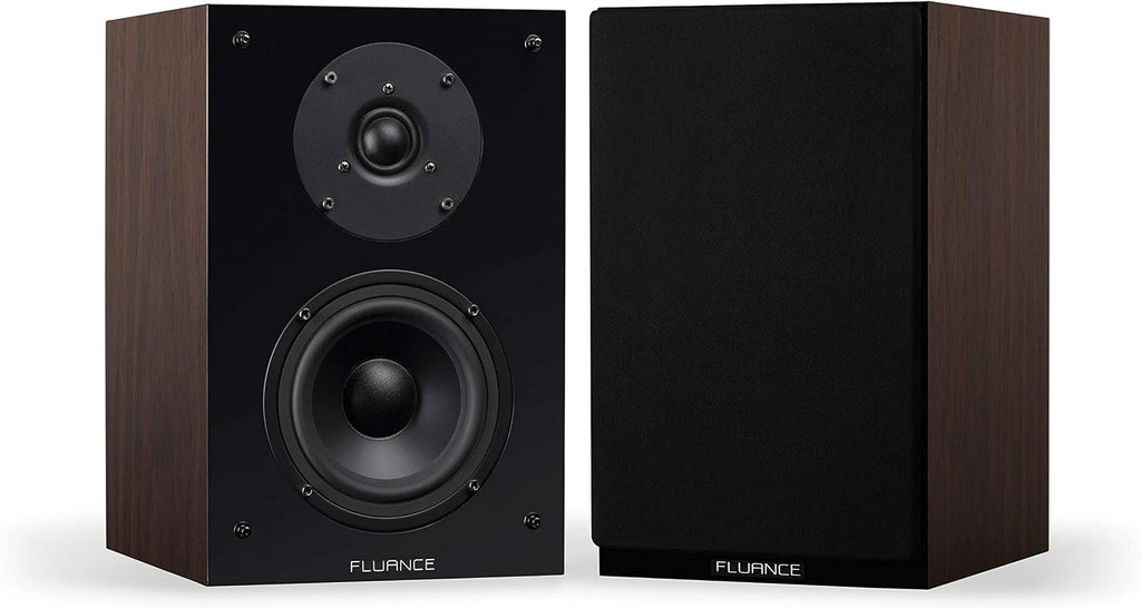Fluance Elite High Definition 2-Way Bookshelf Surround Sound Speakers for 2-Channel Stereo Listening or Home Theater System - Natural Walnut/Pair (SX6W)