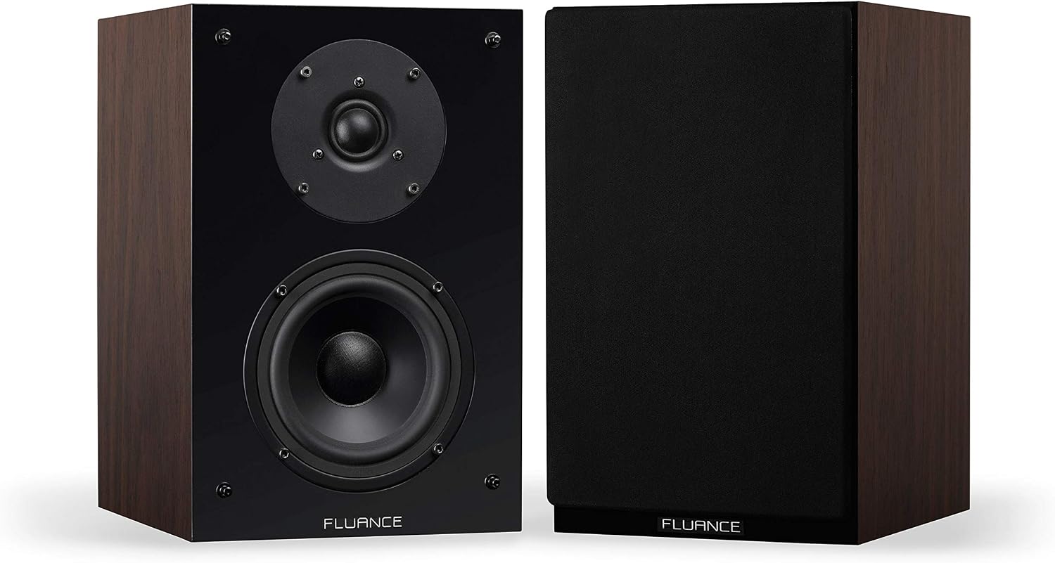 Fluance Elite High Definition 2-Way Bookshelf Surround Sound Speakers for 2-Channel Stereo Listening or Home Theater System - Natural Walnut/Pair (SX6W)