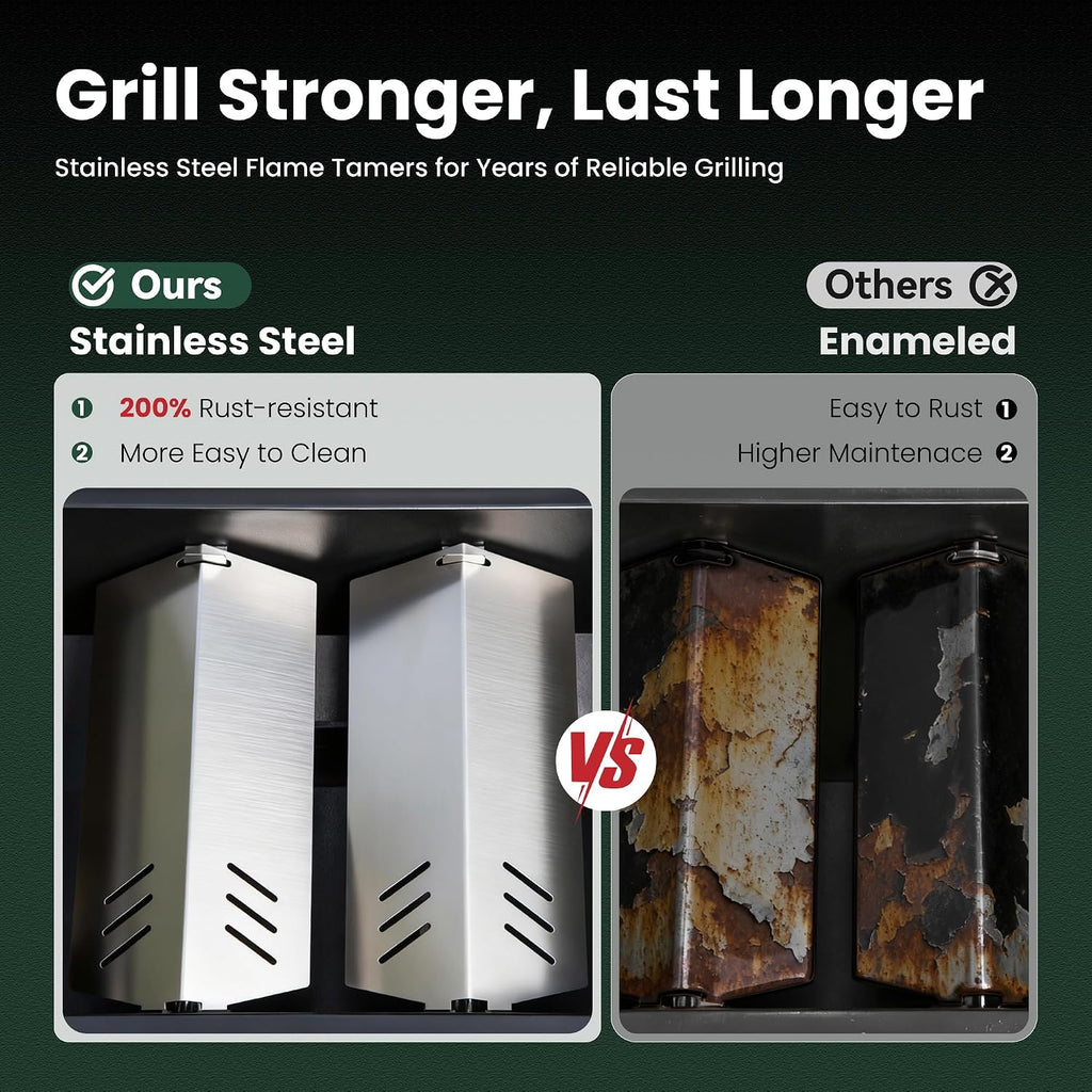 GREEN PARTY 2 Burner Griddle Grill Combo, 2 in 1 Propane Gas BBQ Grill w/Cast Iron Plate, 20,000 BTU Output Small Flat Top Propane Barbecue Grill for Camping, Patio, Backyard, Balcony