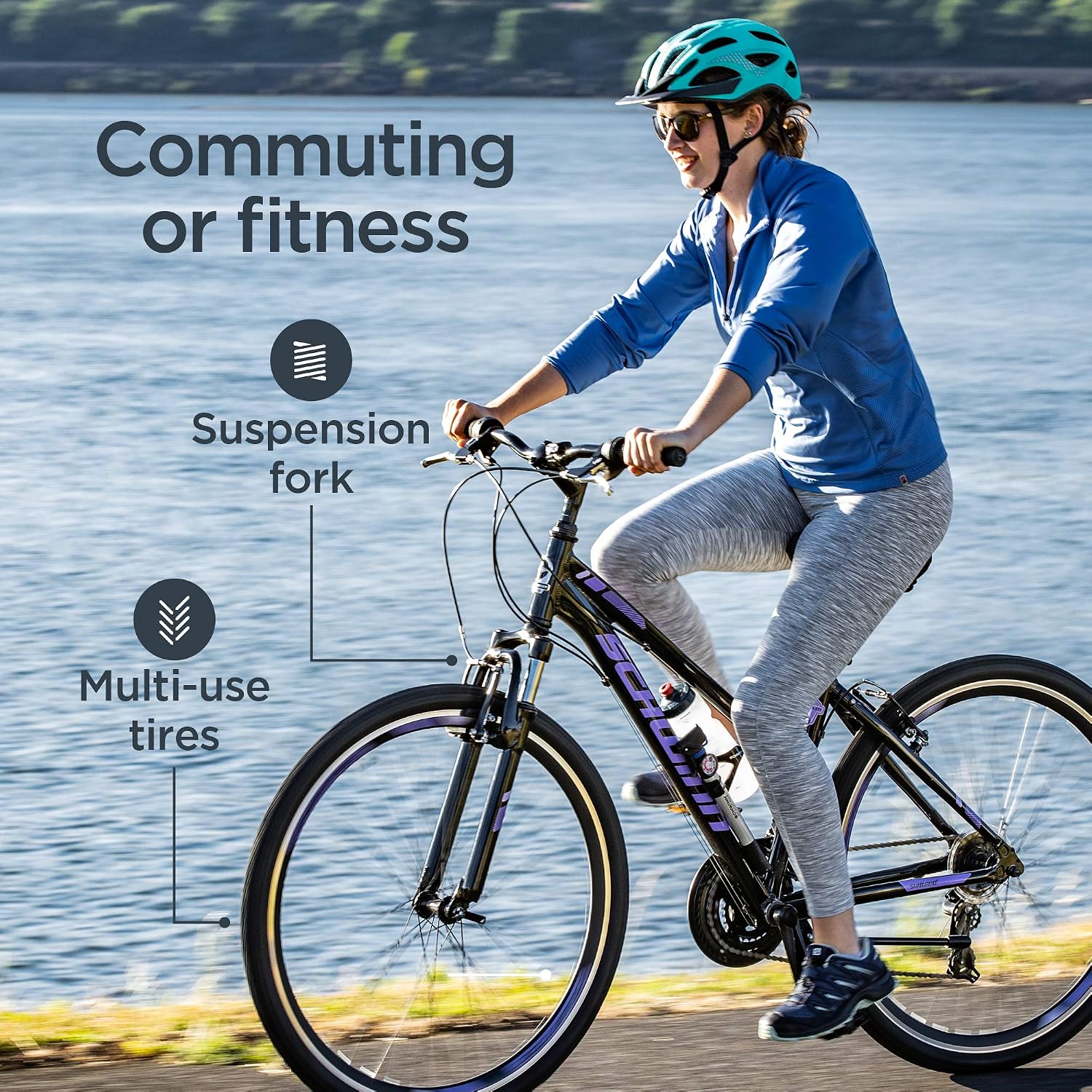 Schwinn GTX Comfort Adult Hybrid Bike, Men and Women, Dual Sport Bicycle, 700c Wheels, Step-Through or Step-Over Lightweight Aluminum Frame