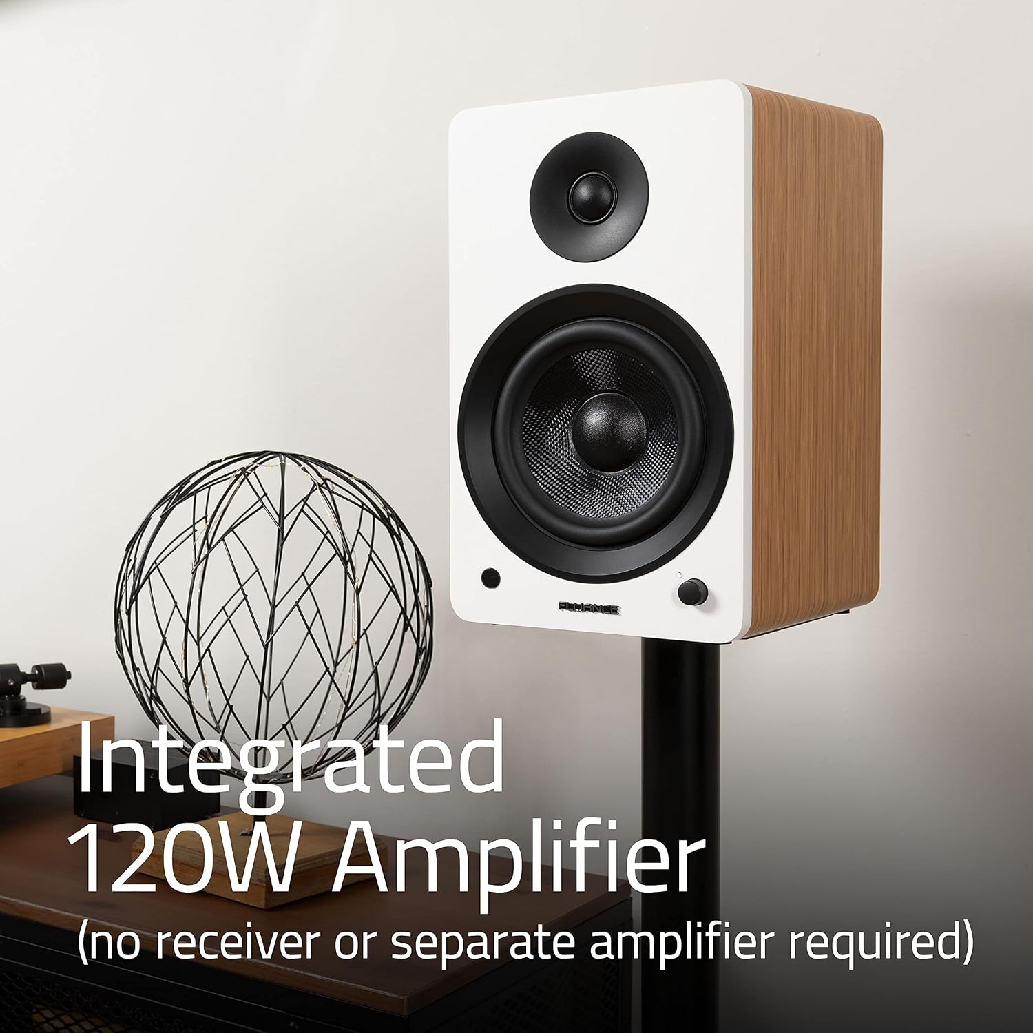 Fluance RT81+ Elite Vinyl Turntable (White) and Ai61 6.5' Stereo Bookshelf Speakers (Lucky Bamboo) Bundle: High Fidelity Sound, Detailed Audio Reproduction, Seamless Integration