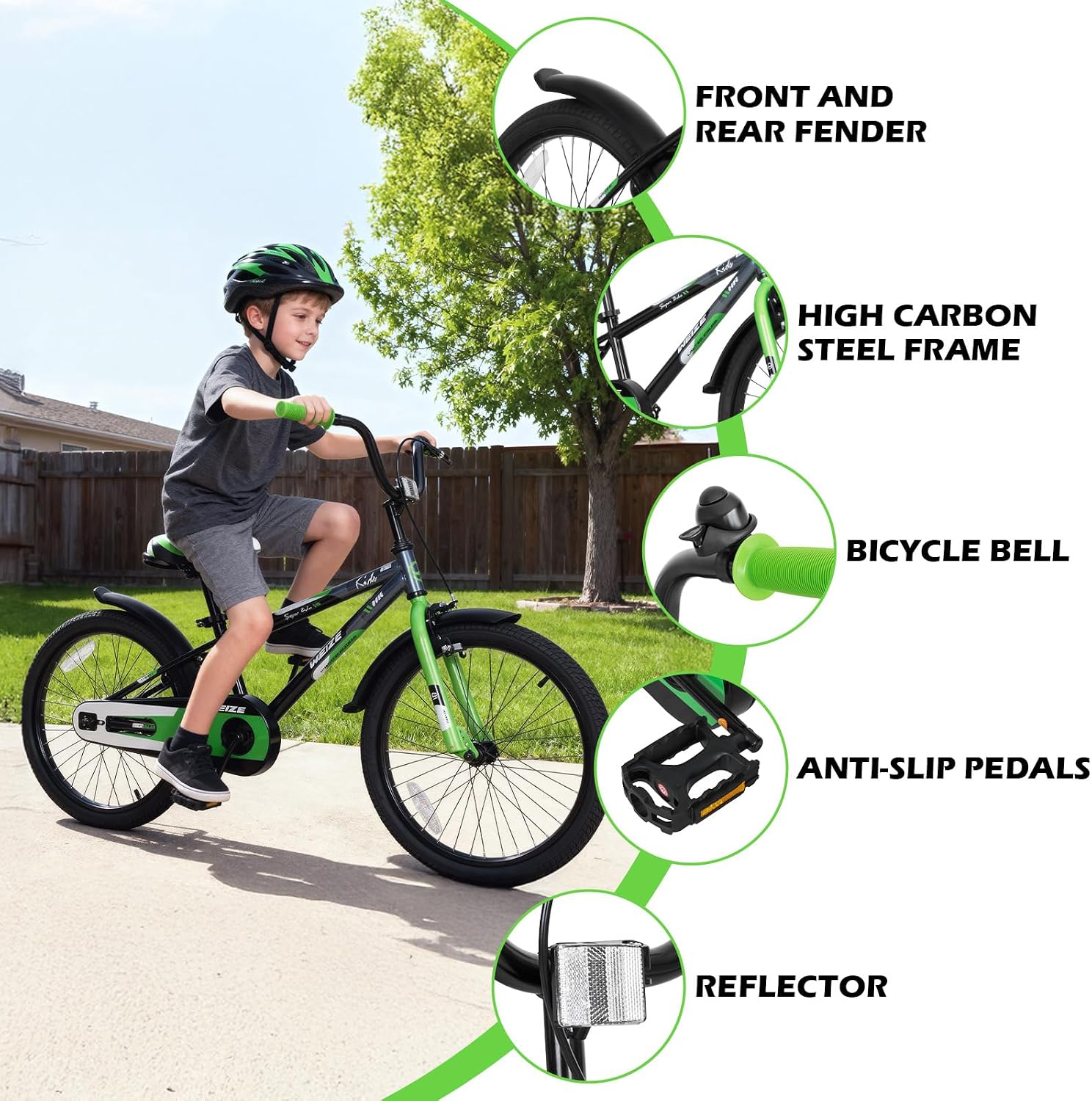 WEIZE Kids Bike, 16 20 Inch Children Bicycle for Boys & Girls Ages 4-12 Years Old, Rider Height 41-62 Inch, Adjustable Seat & Handlebars, Coaster Brake, Multiple Color Options