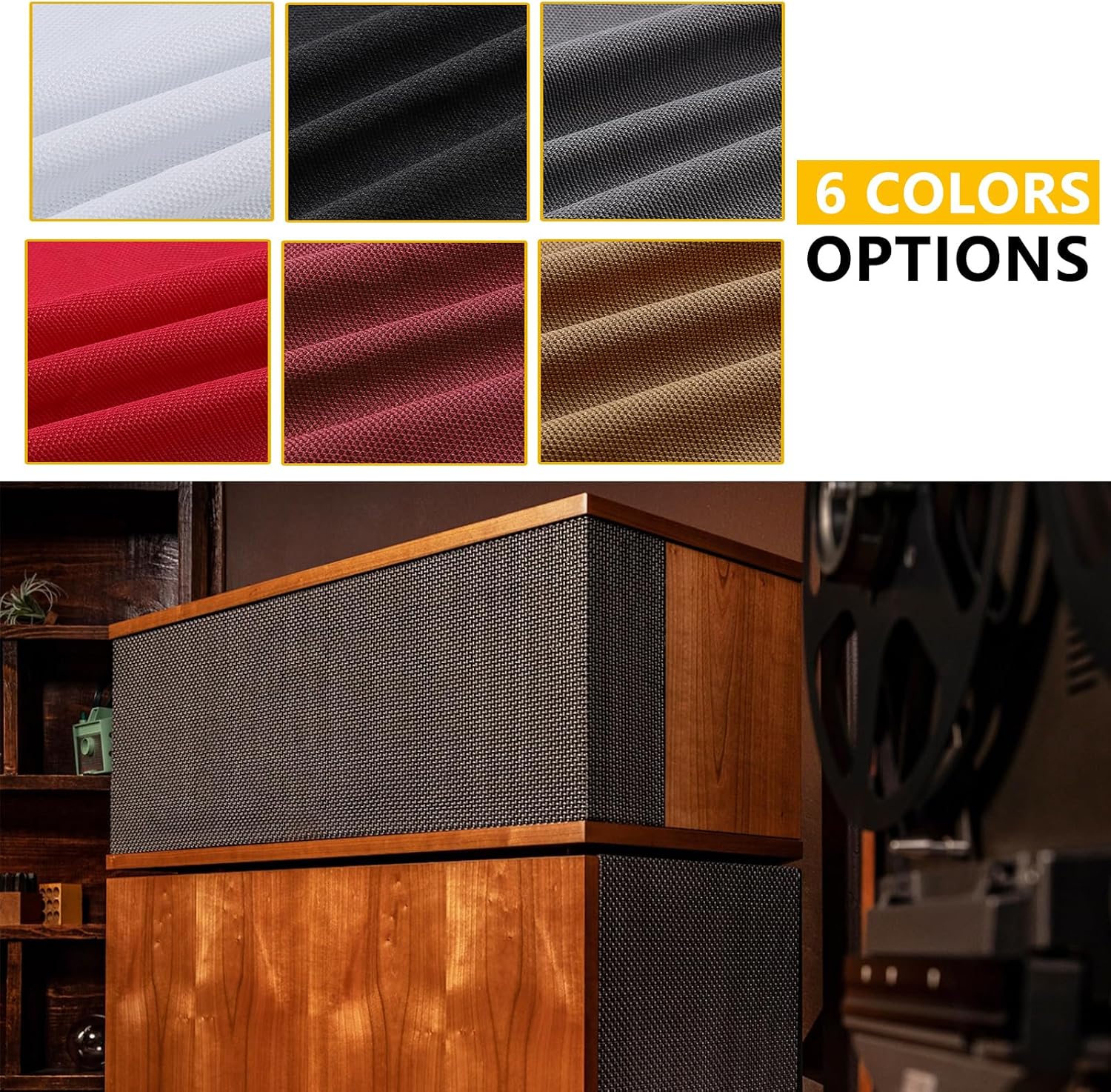 10yard Acoustic Mesh Fabric, Transparent Acoustic Grill Cloth, Breathable for Replacement Speaker Grill Cloth Furniture Upholstery DIY Projects Renovation Speaker Cabinets Black (360' x 54')