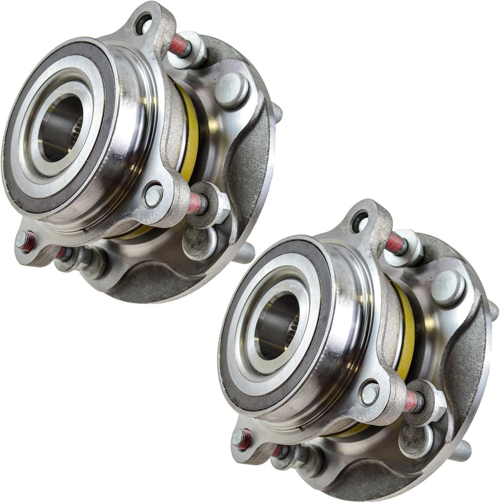 TRQ Front Left and Right Wheel Bearing and Hub Assembly 2 Piece Set for 4 Wheel Drive Models ONLY Compatible with 2007-2021 Toyota Tundra 4X4 2008-2022 Sequoia 4WD