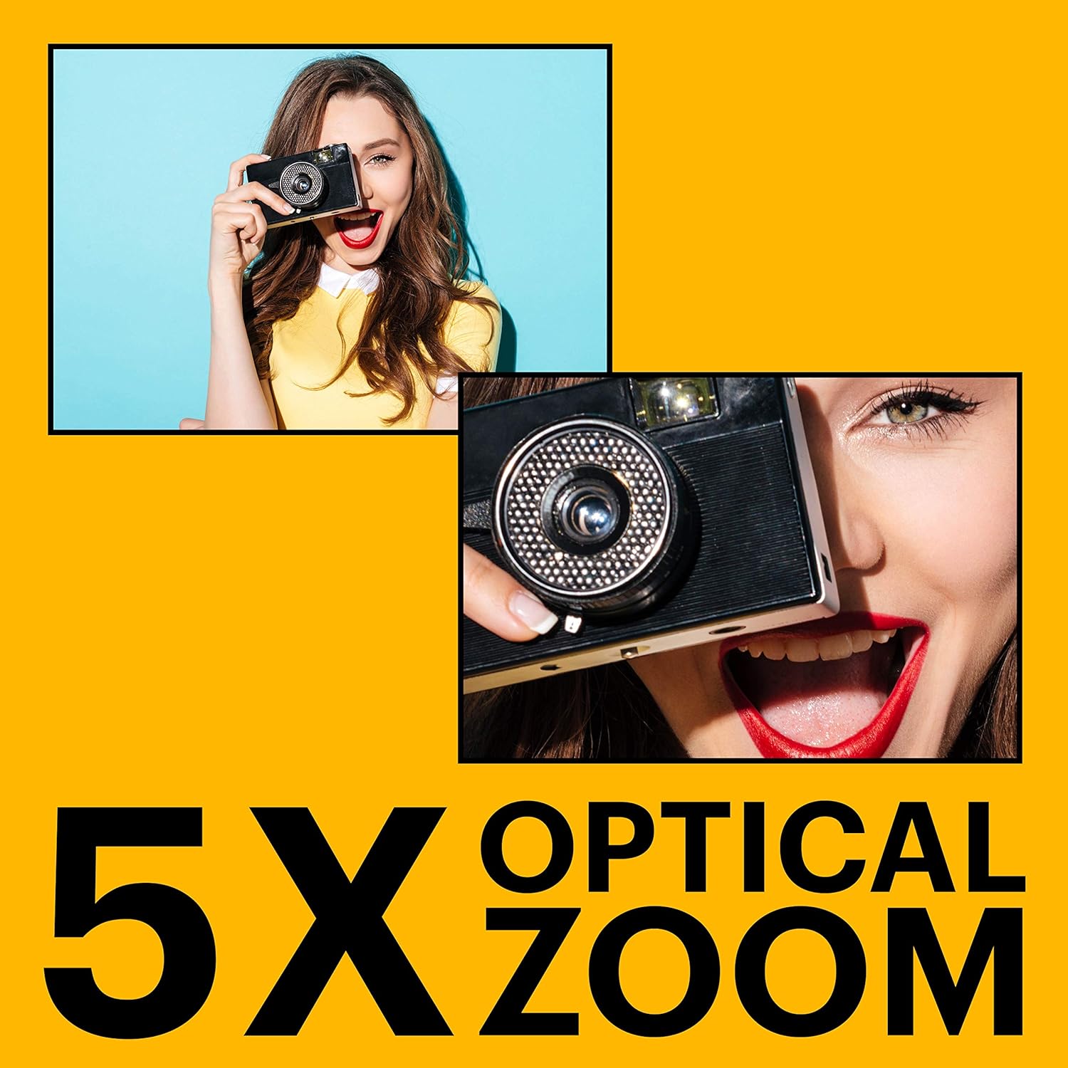 Kodak PIXPRO FZ55-RD 16MP Digital Camera 5X Optical Zoom 28mm Wide Angle 1080P Full HD Video 2.7' LCD Vlogging Camera (Red) Packaging May Vary