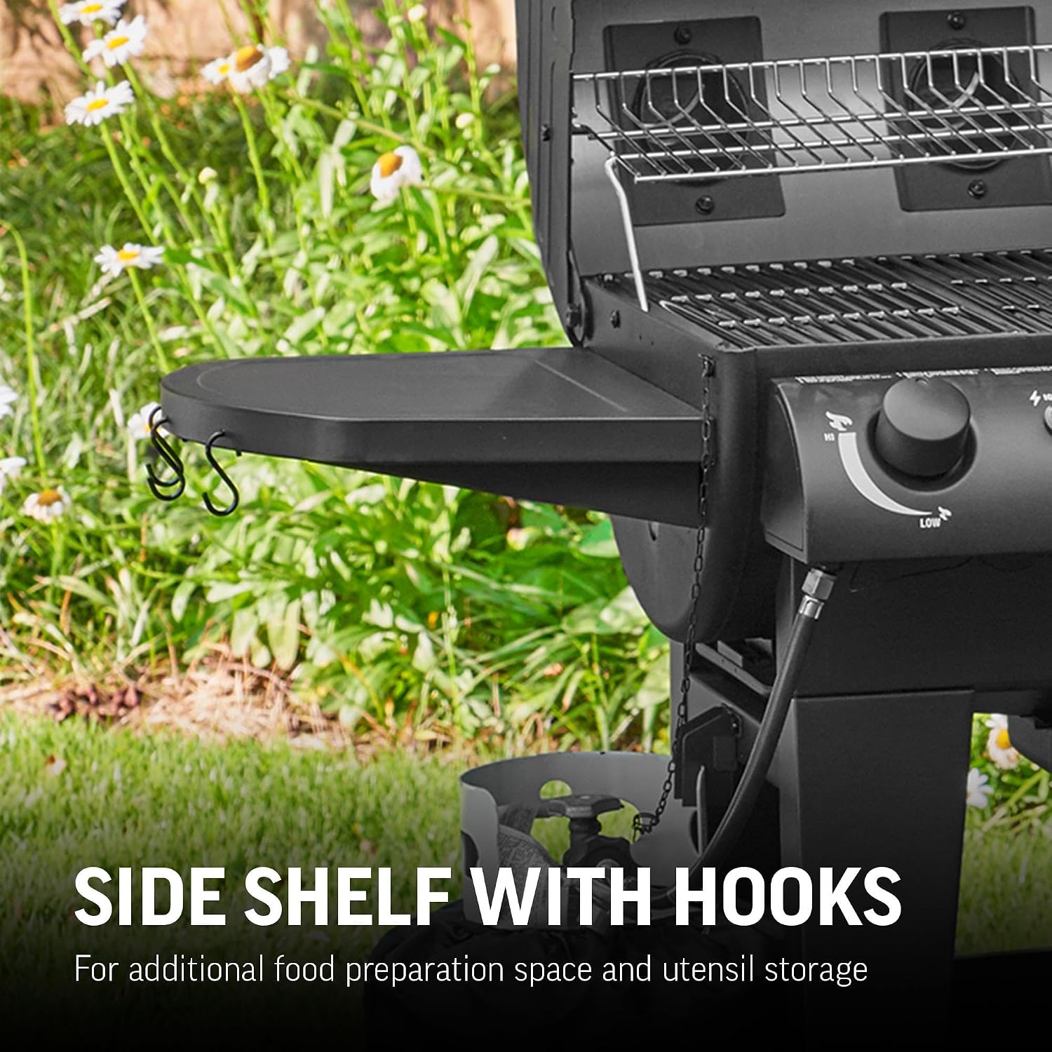 Char-Griller® Dual-Function 2-Burner 24,000 BTU Propane Gas and Charcoal Combination Grill and Smoker with 870 Cooking Square Inches in Black, Model E5030