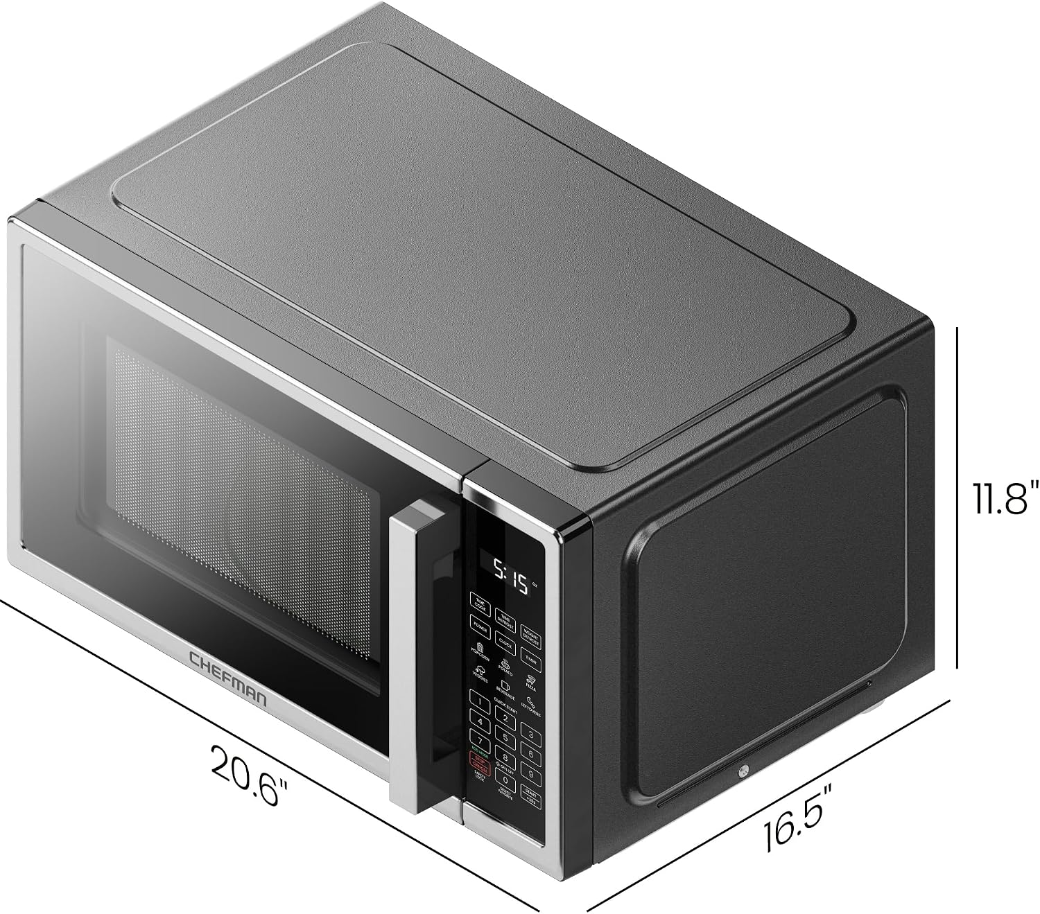 Chefman Countertop Microwave Oven 1.1 Cu. Ft. Digital Stainless Steel Microwave 1000 Watts with 6 Auto Menus, 10 Power Levels, Eco Mode, Memory, Mute Function, Child Safety Lock, Easy Clean