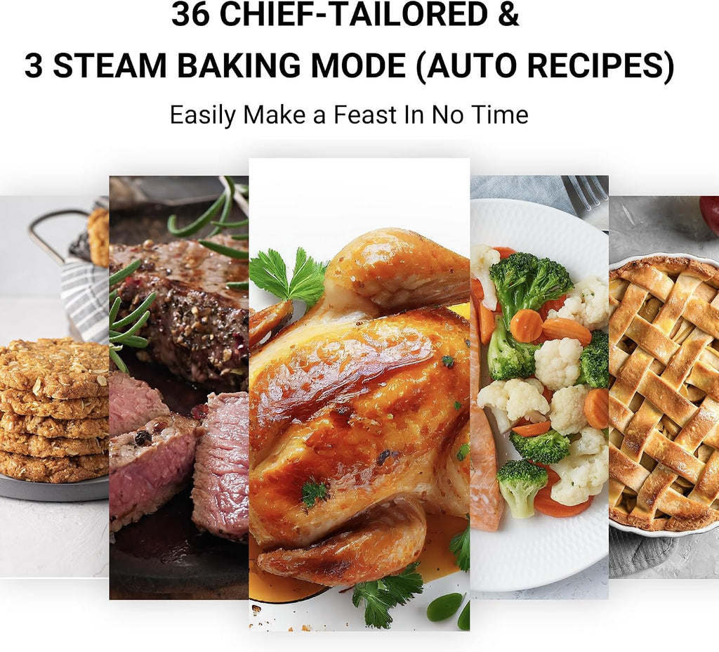 TOSHIBA 6-IN-1 Compact Steam Oven, Combi Oven Countertop with Convection Steam & Bake, Ferment, Air Fryer, Slow Cook, Smart APP Control, 36 Preset Menus and Steam Cleaning, 20L