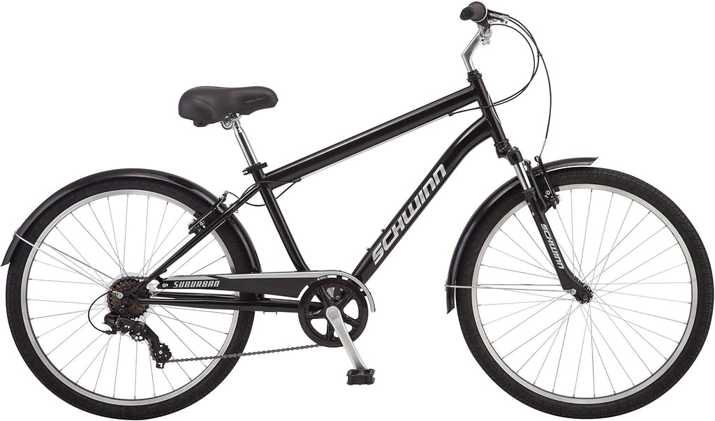 Schwinn Suburban Adult Comfort Bike, Men and Women, 26-Inch Wheels, 7 Speed Drivetrain, 16 or 17-Inch Aluminum Frame, Alloy Linear Hand Brakes
