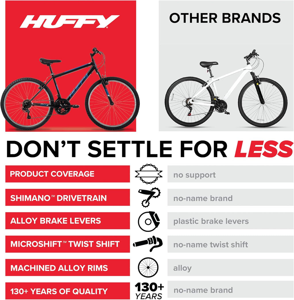 Huffy Stone Mountain Bike for Men and Women, 20'/24'/26', 6-Speed (20') or 21-Speed, Front or Dual Suspension (Varies), Multiple Colors, Adjustable Saddle, Shimano Equipped, All-Terrain Tires