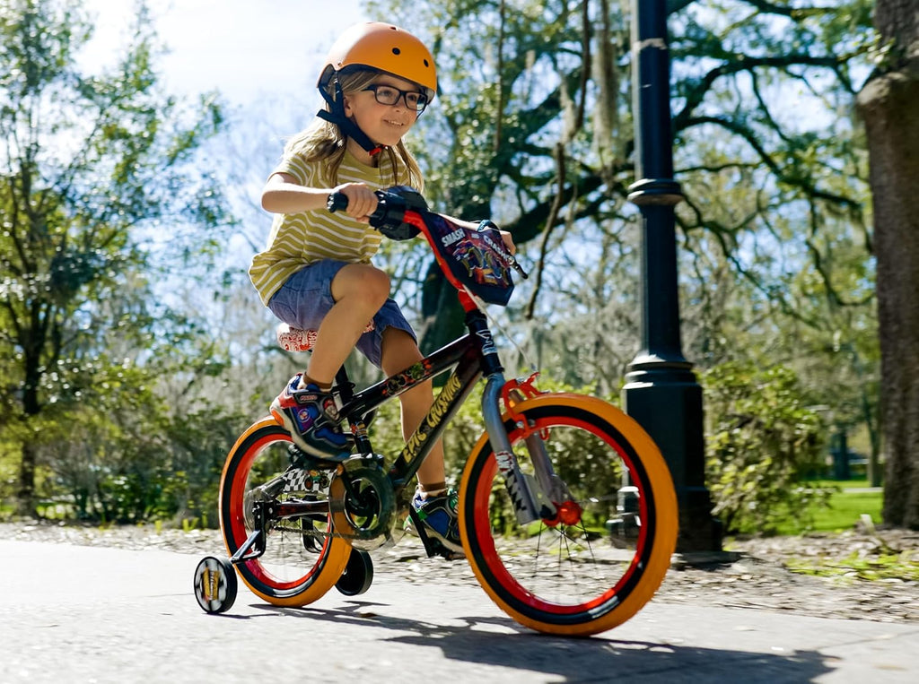 Dynacraft Hot Wheels Boys BMX Bikes Sizes 12' - 18' for Ages 3-9 Years in red, Black, with Handlebar rev Grip Play Feature