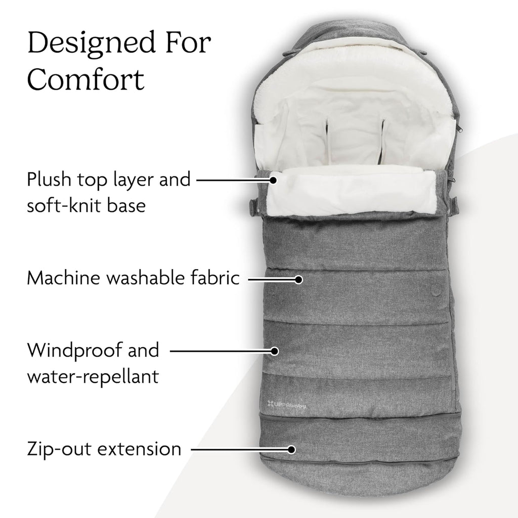 UPPAbaby CozyGanoosh 2-in-1 Seasonal Footmuff - Easily Attaches to UPPAbaby Strollers + RumbleSeat – Versatile, Ultra-Plush Zip-Out Liner for Cold Weather - Evelyn (Meadow Green)