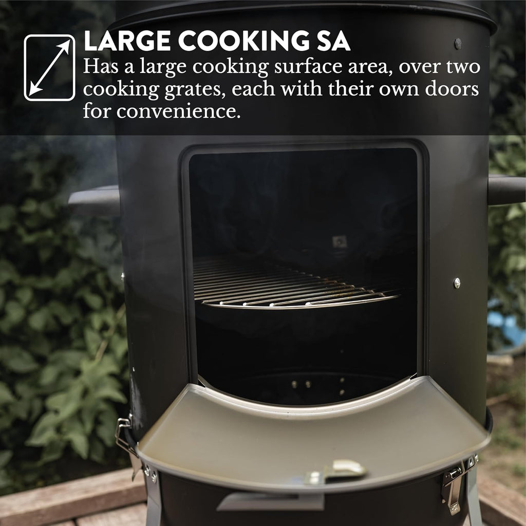 GasOne CSM-18 Vertical Smoker – 18 Inch Heavy Duty Charcoal Smoker – Multipurpose Charcoal BBQ Grill Smoker for Outdoor – Easy Assembly, 1 Access Door Grill with Smoker