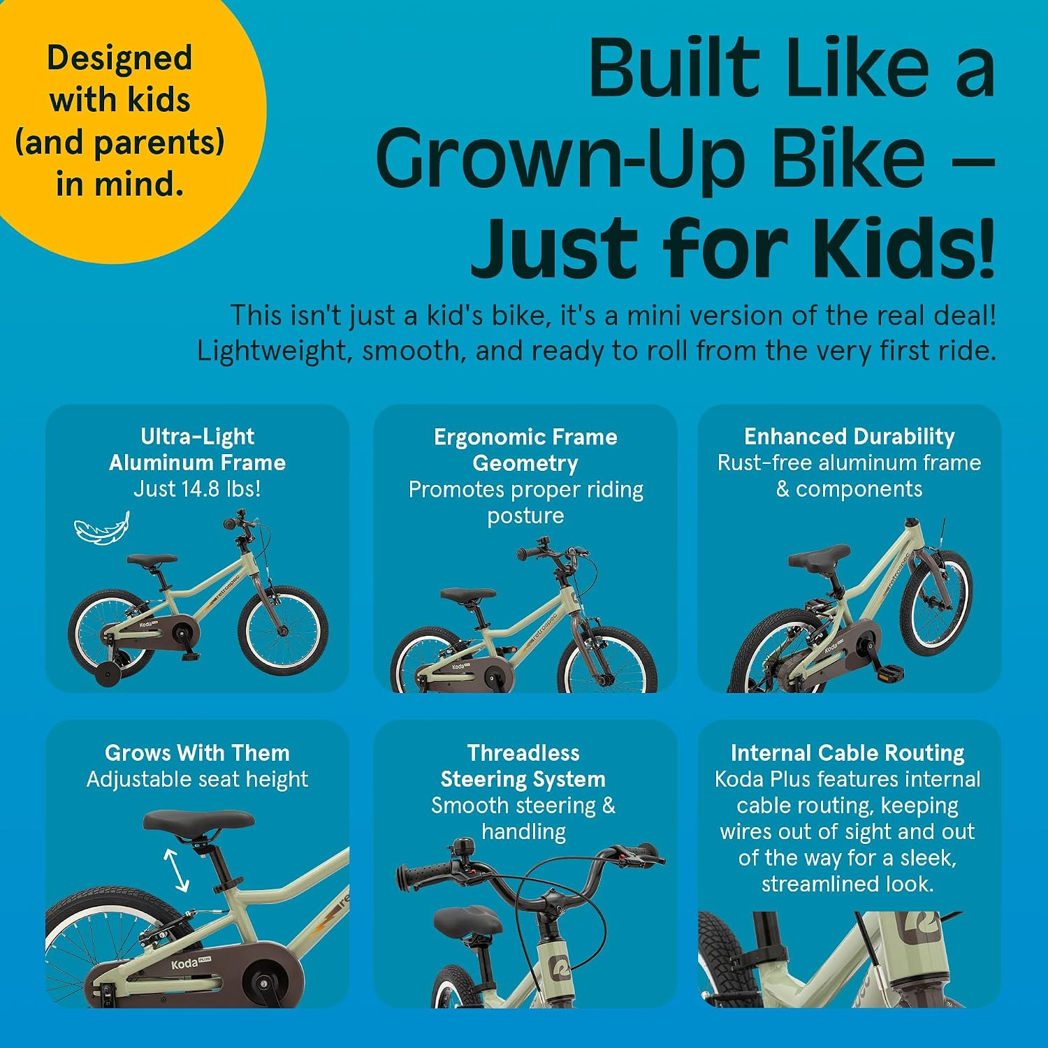Retrospec Koda Plus Kids Bike for Boys & Girls Ages 4-6 Years - Children's Bicycle, Adjustable Seat & Handlebars