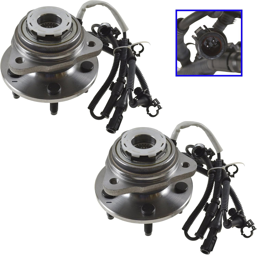 TRQ Front Wheel Bearing and Hub Assembly Set 2 Piece Compatible with 98-99 Ford Ranger Driver and Passenger Side 4WD 4 Wheel ABS 2000 Ranger Driver and Passenger Side 4 Wheel ABS Pulse Vacuum Hubs