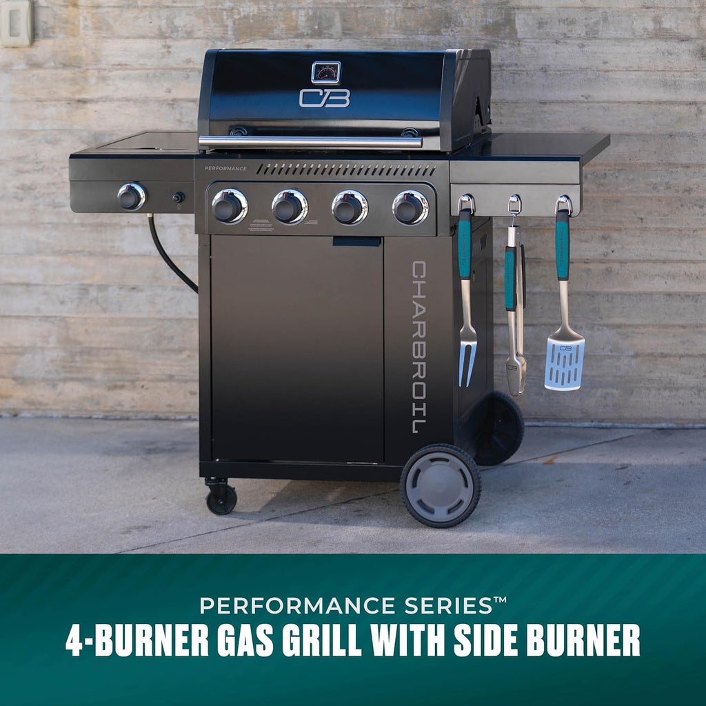 Charbroil Performance Series 4-Burner Gas Grill Cabinet with Side Burner, Black - 463253925