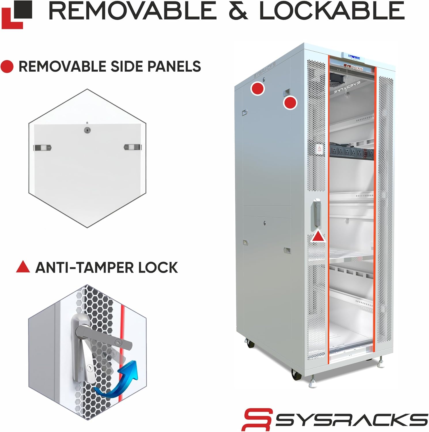 42U Server Rack Cabinet – 19' Network Rack Enclosure, 35' Deep Floor Standing Data Rack with Locking Glass Door, Cooling Fans, PDU & Shelf for Servers, Switches and Patch Panels