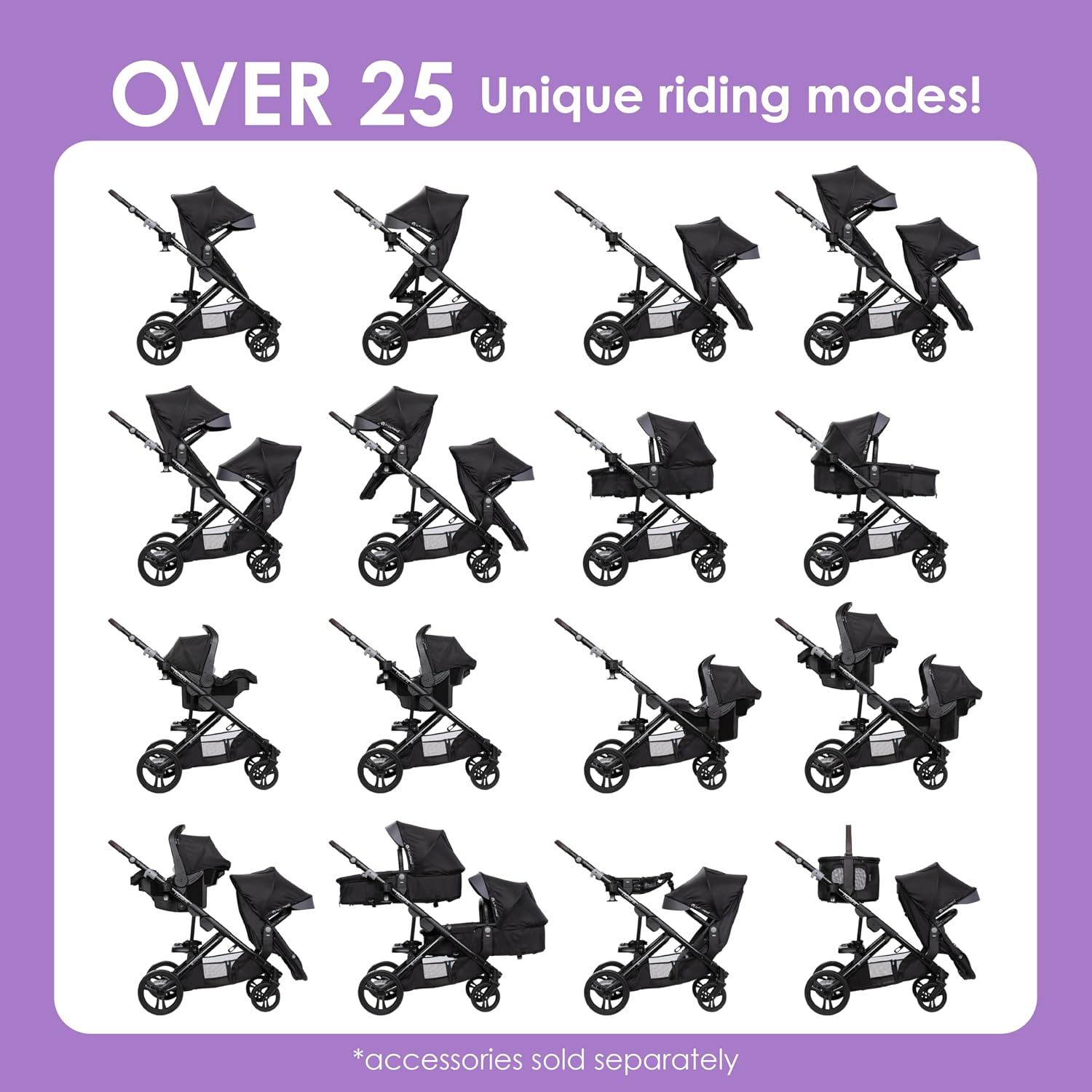 Baby Trend Morph Single to Double Modular Stroller, Dash Grey