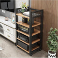 Modern AV Media Stand - Open Stereo Rack Storage Cabinet, Corner Shelf for Audio-Video Equipment, Ideal for Home, Office, Theater, or Recording Room (Light Walnut, 42.5in)