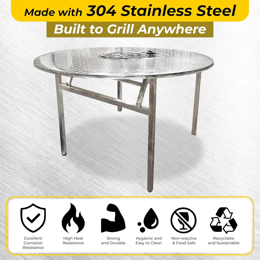 43.5' X 30' Korean BBQ Grill Foldable Outdoor Large Table All-In-One Set (Gas + Charcoal)