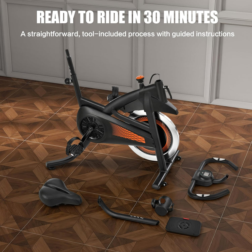 Exercise Bike Stationary Bike Indoor Cycling Bicycle for Home Gym Spinning Bike 300 lbs Weight Capacity Adjustable Seat/Handlebar for Office Workout Cardio