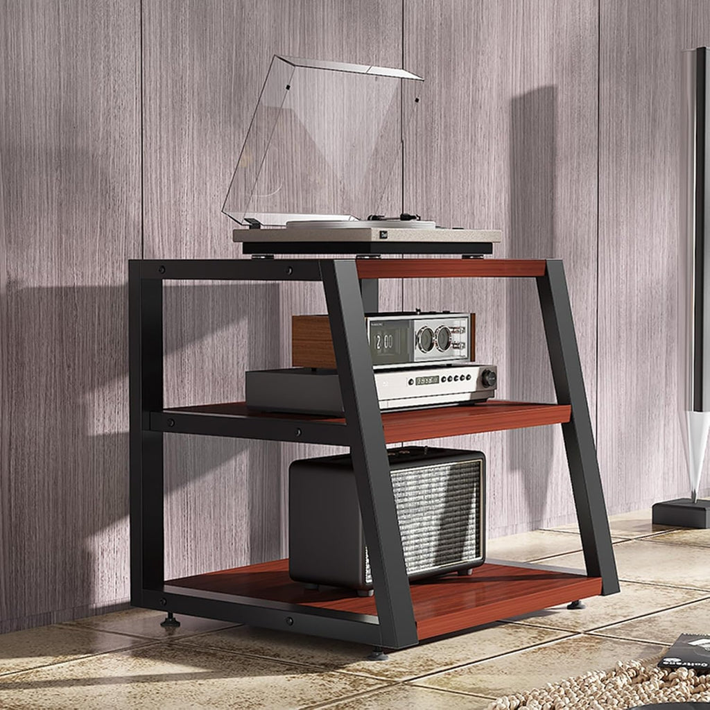 Red AV Cabinet - 60cm Media Stand & Audio Rack for Home/Office/Theater - Stereo Cabinet & Audio Tower for DVD Players, Stylish Storage Solution