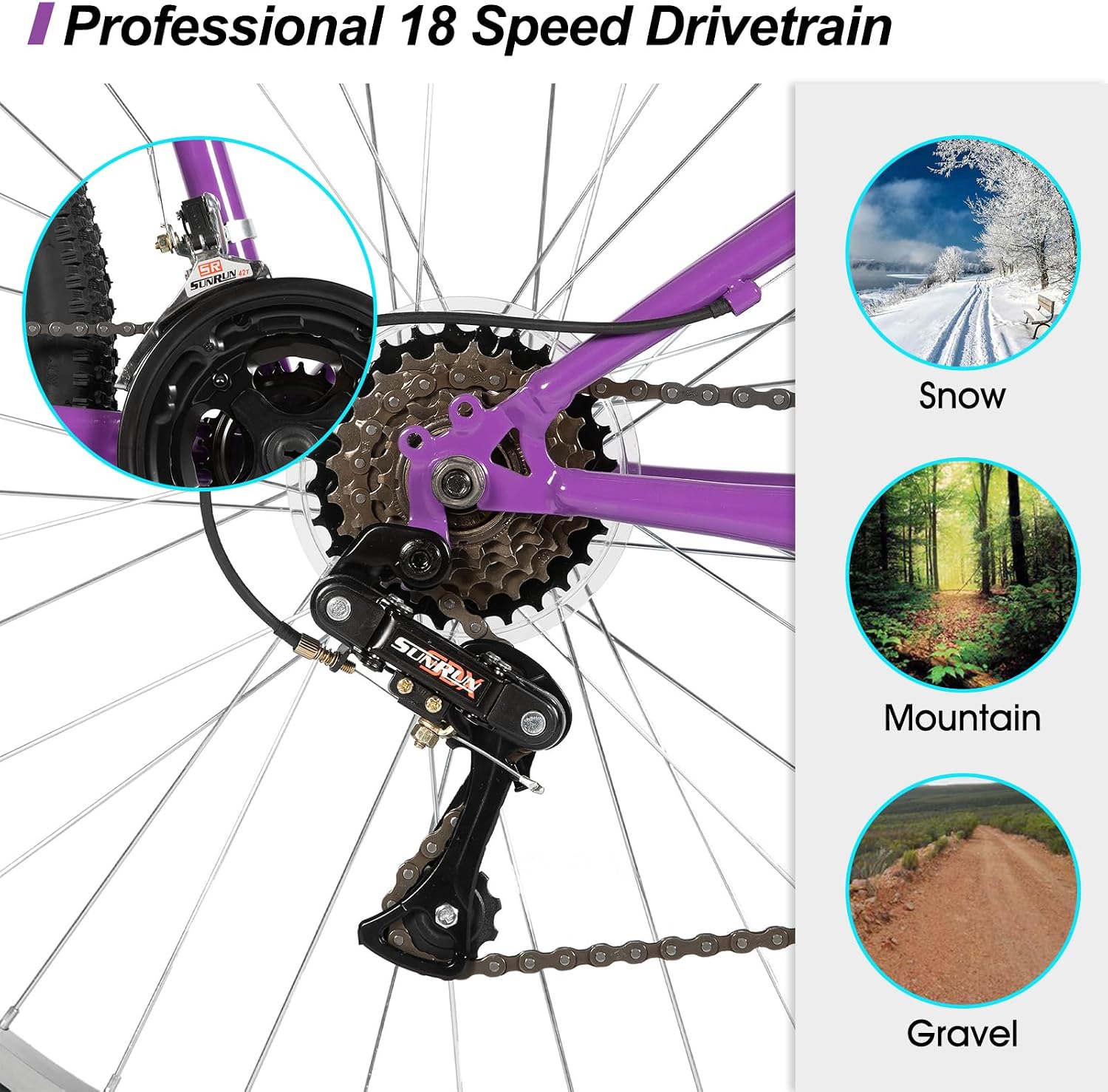 HILAND Adult 26 Inch Mountain Bike, Mens Womens Bicycle, High-Carbon Steel Frame Mountain Bicycle, Sport MTB for Adults, Multi-Color