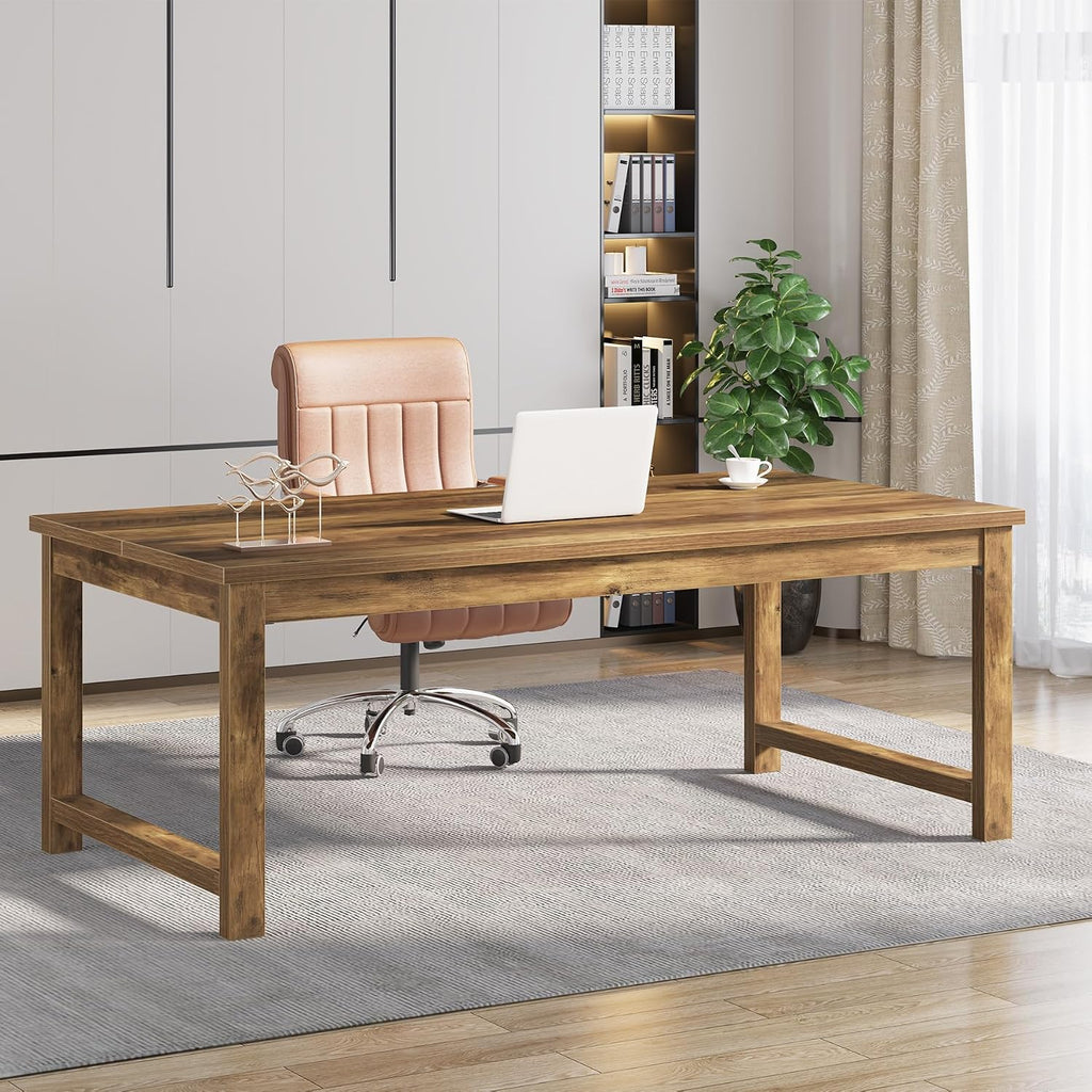 Tribesigns Modern Computer Desk, 63 x 31.5 inch Large Office Desk Computer Table Study Writing Table Workstation for Home Office, Brown Wood