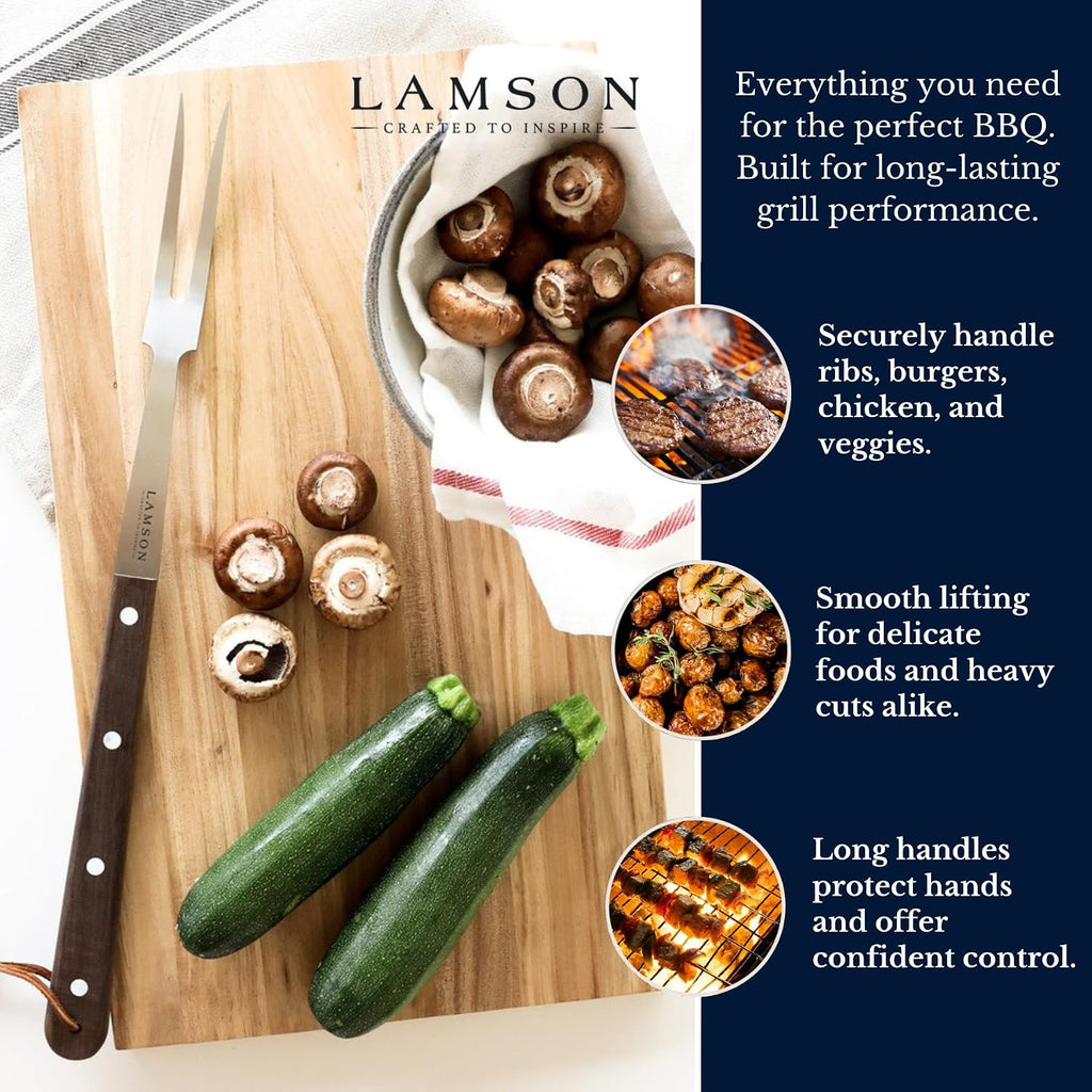 Lamson Premier 20' Walnut 4-Piece Deluxe BBQ Set