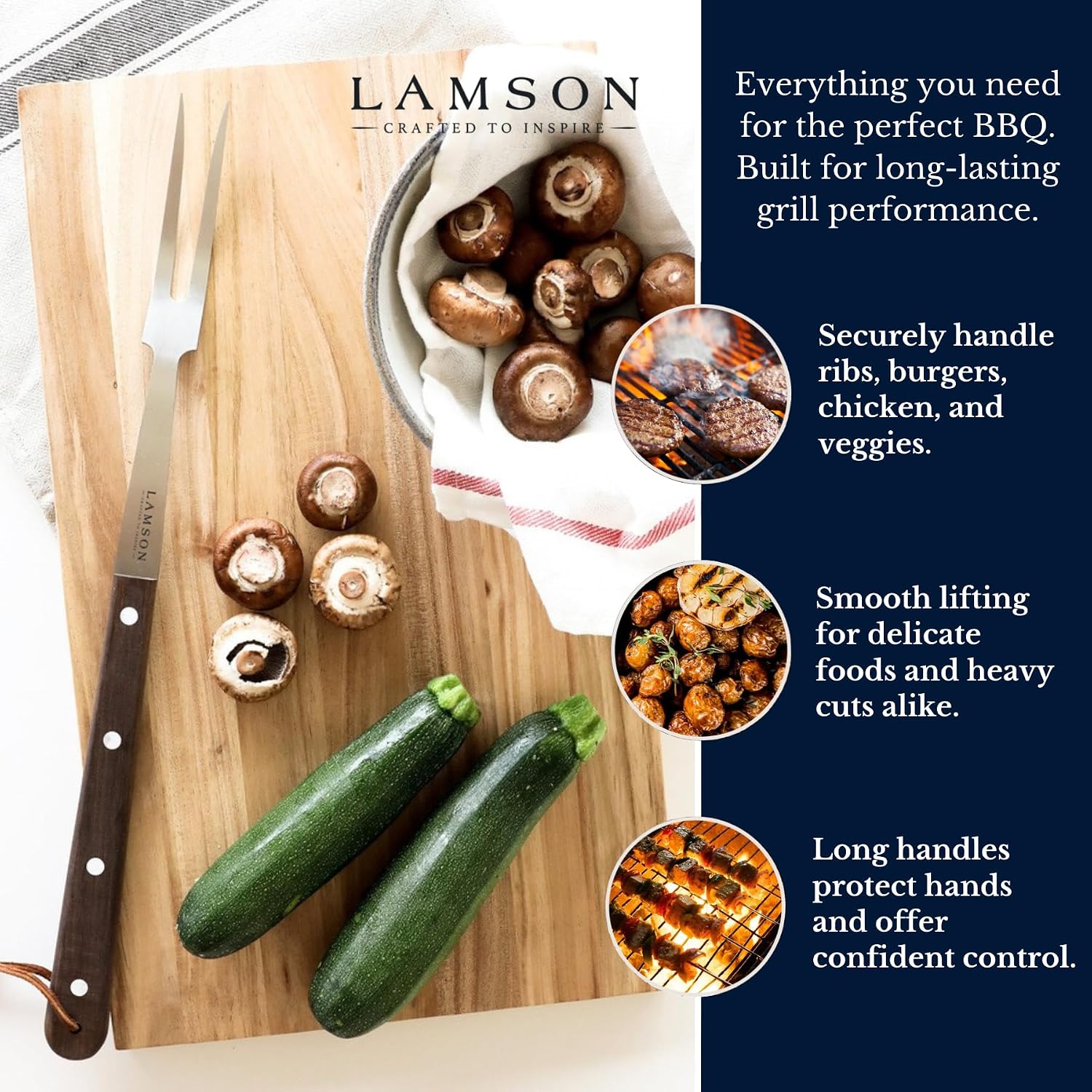 Lamson Premier 20' Walnut 4-Piece Deluxe BBQ Set