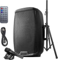 Gemini 120W Bluetooth PA Speaker with Stand – 15' Powered Loudspeaker with USB, SD, FM, Mic Input, EQ & Tripod – Pro Audio for DJs, Events, Parties & Live Shows (AS-2115BT-PK)
