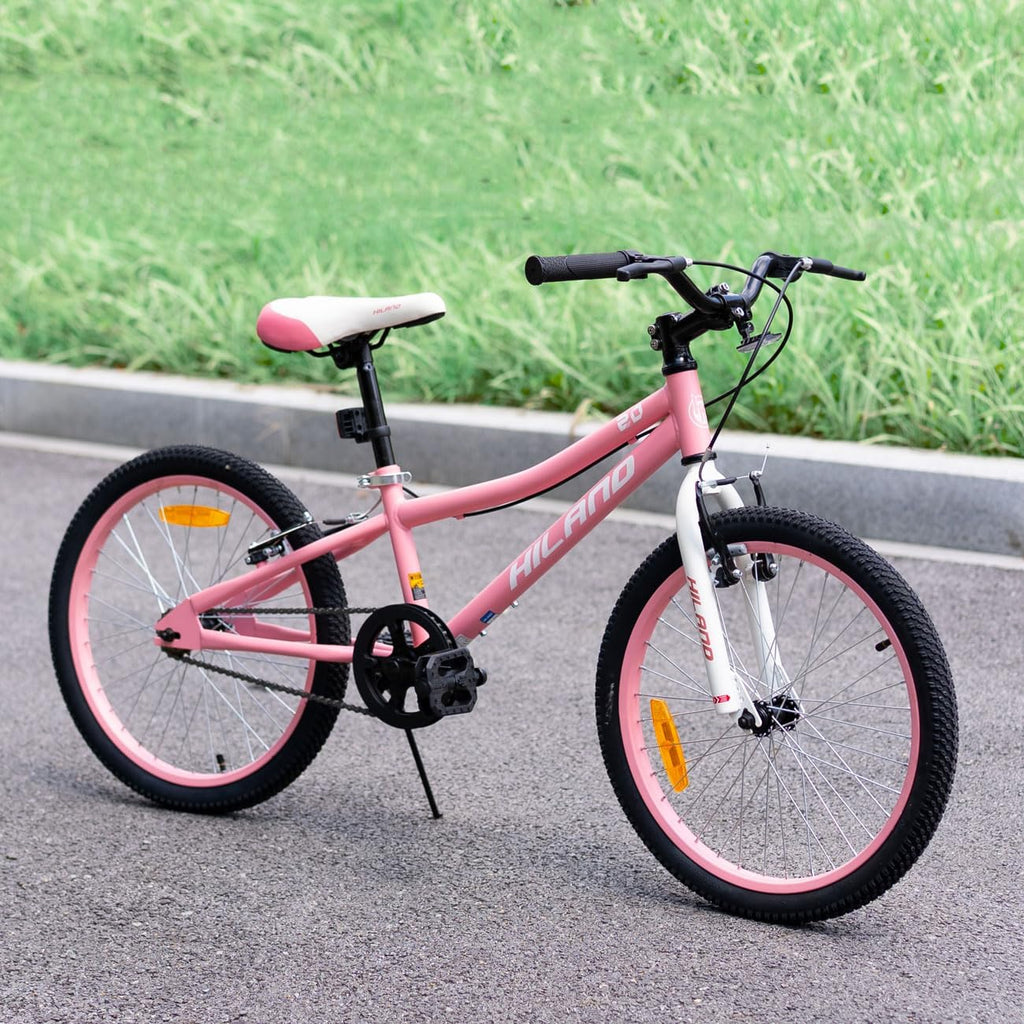 HILAND 20 Inch Kids' Bicycles Mountain Bike for Boys, Girls 5+ Years Old, Single Speed Kids Bicycles with Dual Handbrakes, Child Bike | Kids Bicycles, Dual Handbrakes, Kickstand
