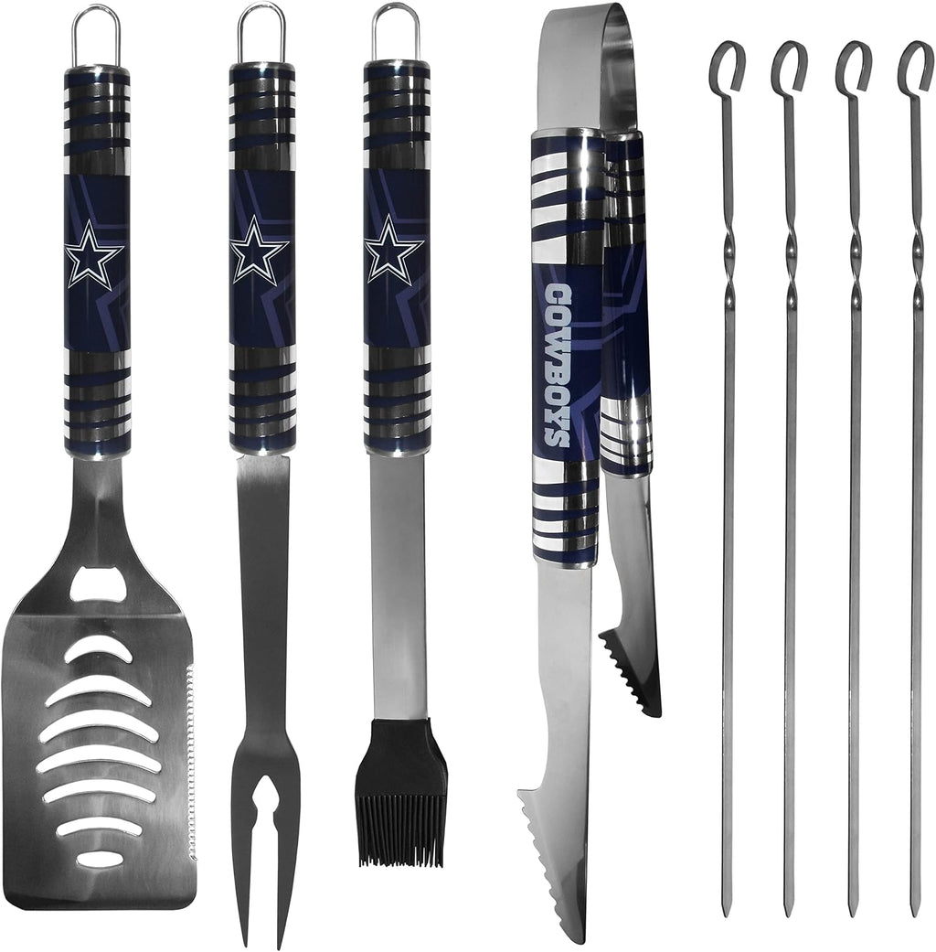 NFL Siskiyou Sports Fan Shop Dallas Cowboys Steel Tailgater BBQ Set w/Case 8 piece Gray