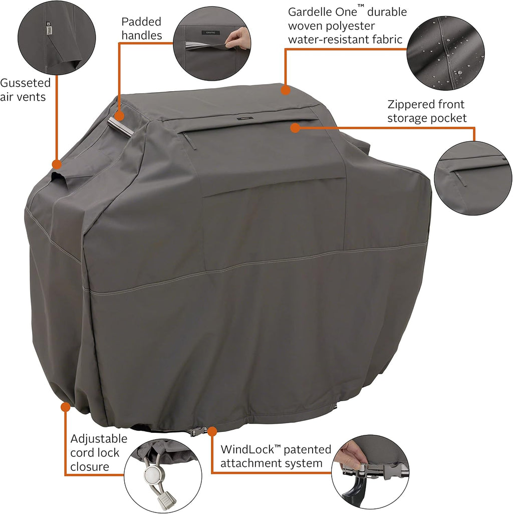 Classic Accessories Ravenna Water-Resistant 58 Inch BBQ Grill Cover and 108 Inch Rectangular/Oval Patio Table & Chair Set Cover Bundle