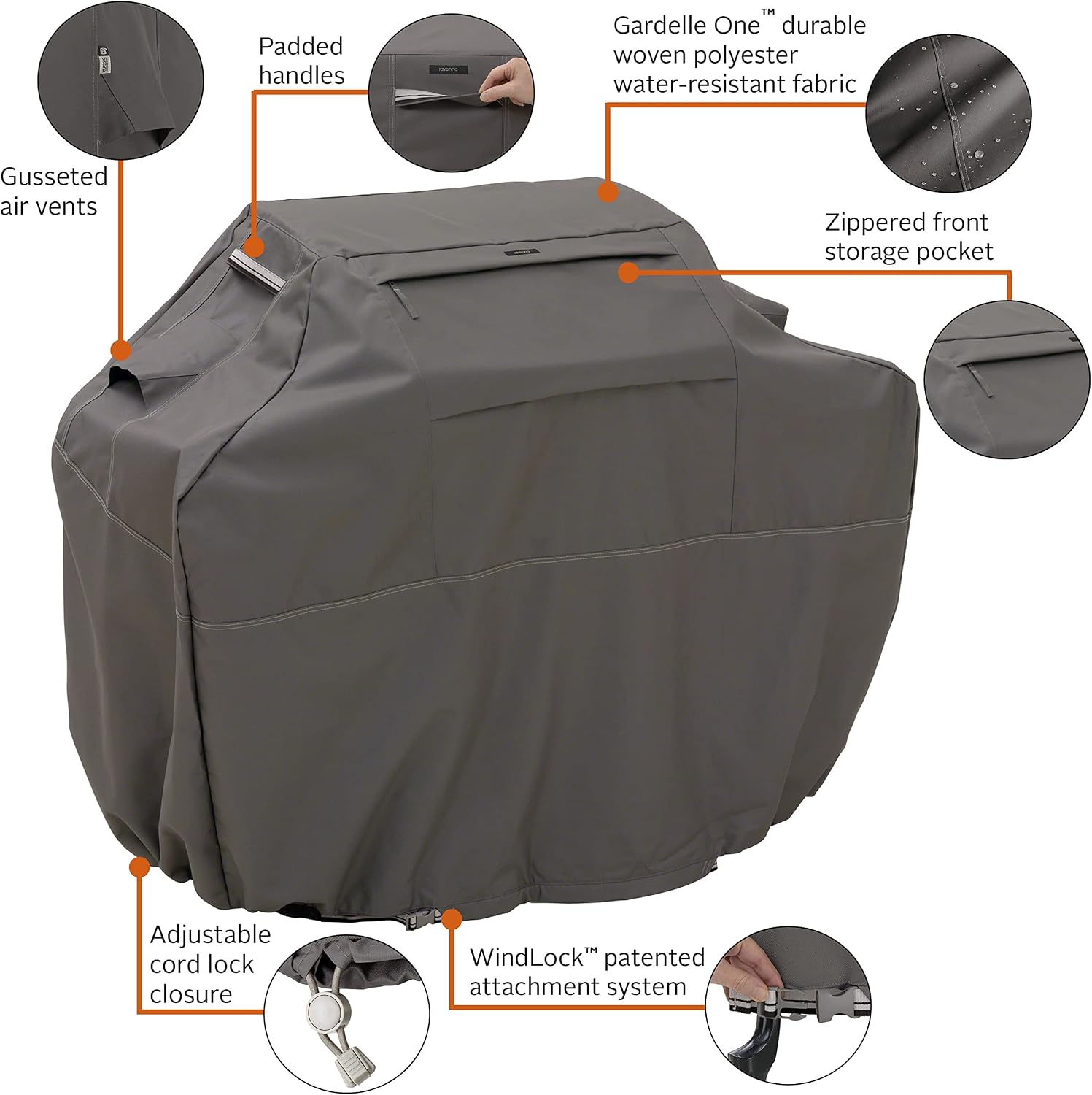 Classic Accessories Ravenna Water-Resistant 58 Inch BBQ Grill Cover and 108 Inch Rectangular/Oval Patio Table & Chair Set Cover Bundle