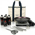 TECHEF - KBBQ Ultimate Set with Korean BBQ Grill Pan, Agni Portable Gas Stove Burner, Carrying Bag, 4 pack Butane Gas, Scissors, 2 BBQ Tongs, Made in Korea